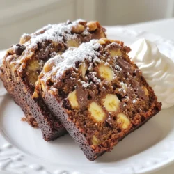 - 3 reife Bananen, zerdrückt - 120 g Kristallzucker - 50 g brauner Zucker, gedrückt - 120 g ungesalzene Butter, geschmolzen - 2 große Eier - 1 Teelöffel Vanilleextrakt - 1 Teelöffel Espressopulver - 1 Teelöffel Natron - 1/4 Teelöffel Salz - 190 g Weizenmehl (Type 405) - 100 g Zartbitterschokolade, gehackt oder Schokoladenstückchen - 25 g gehackte Walnüsse (optional) Verwende drei reife Bananen, damit das Brot süß ist. Die Mischung aus Kristall- und braunem Zucker sorgt für einen tollen Geschmack. Die geschmolzene Butter macht das Brot schön saftig. Für die Eier nimm zwei große. Ein Teelöffel Vanilleextrakt gibt eine schöne Note. Espressopulver bringt den besonderen Kaffeegeschmack. Das Natron hilft dem Brot beim Aufgehen, während das Salz den Geschmack hebt. Für die Basis brauchst du 190 g Weizenmehl. Die Schokolade macht das Brot schokoladig und lecker. Wenn du magst, füge 25 g Walnüsse für mehr Biss hinzu. Wähle die Bananen aus, die viele braune Flecken haben. Diese sind süßer und weicher. Schmelze die Butter, aber lass sie etwas abkühlen. So kocht sie die Eier nicht. Verwende frisches Espressopulver, um den besten Geschmack zu bekommen. Das Mehl sollte gesiebt werden, damit das Brot fluffig wird. Wenn du keine Walnüsse magst, lass sie einfach weg. Du kannst auch andere Nüsse verwenden oder ganz auf sie verzichten. {{ingredient_image_2}} Zuerst heize deinen Ofen auf 175°C vor. Das sorgt dafür, dass das Bananenbrot gleichmäßig backt. Nimm eine Kastenform mit den Maßen 9x5 Zoll und fette sie gut ein. Du kannst Butter oder Öl verwenden. So bleibt das Brot nach dem Backen nicht kleben. In einer großen Schüssel zerdrückst du drei reife Bananen. Achte darauf, dass sie gut zerdrückt sind. Dann gib 120 g Kristallzucker und 50 g braunen Zucker hinzu. Rühre alles gut um, bis die Mischung glatt ist. Füge nun 120 g geschmolzene Butter hinzu und rühre weiter. Es ist wichtig, dass die Butter gut eingearbeitet ist. Danach kommen zwei große Eier dazu. Gib jedes Ei einzeln hinzu und rühre nach jedem Ei gut um. Zum Schluss fügst du einen Teelöffel Vanilleextrakt und einen Teelöffel Espressopulver hinzu. In einer separaten Schüssel vermischst du 190 g Weizenmehl, einen Teelöffel Natron und 1/4 Teelöffel Salz. Mische die trockenen Zutaten gut durch. Nun fügst du die trockene Mischung nach und nach zur feuchten Mischung hinzu. Rühre nur so lange, bis alles gerade vermischt ist. Es ist wichtig, nicht zu lange zu rühren, damit das Brot schön fluffig bleibt. Wenn du willst, kannst du 100 g gehackte Zartbitterschokolade und 25 g gehackte Walnüsse unterheben. Gieße den Teig in die vorbereitete Kastenform. Glätte die Oberfläche mit einem Spatel, damit das Brot gleichmäßig aufgeht. Backe das Bananenbrot für etwa 60 bis 65 Minuten. Es ist fertig, wenn ein Zahnstocher sauber herauskommt, wenn du ihn in die Mitte steckst. Lass das Brot für etwa 10 Minuten in der Form abkühlen. Danach kannst du es auf ein Kuchengitter legen, damit es vollständig abkühlt. Um die perfekte Konsistenz für dein Chocolate Espresso Banana Bread zu erreichen, achte auf diese Punkte: - Verwende reife Bananen. Sie sollten braune Flecken haben, denn sie geben mehr Geschmack. - Mische die Zutaten nicht zu lange. Rühre nur, bis alles gerade vermischt ist. Übermixen macht das Brot trocken. - Lass den Teig nach dem Mischen für ein paar Minuten ruhen. So können sich die Aromen entfalten. Hier sind einige Ideen, um das Aroma deines Bananenbrotes zu verbessern: - Füge eine Prise Zimt oder Muskatnuss hinzu. Diese Gewürze passen gut zu Schokolade und Bananen. - Nutze dunkle Schokolade mit hohem Kakaoanteil für einen intensiveren Geschmack. - Experimentiere mit verschiedenen Nüssen, wie Mandeln oder Pekannüssen. Sie bringen eine tolle Textur. Hier sind einige häufige Fehler und wie du sie verhindern kannst: - Zu viel Mehl verwenden: Messen ist wichtig. Verwende eine Küchwaage für genaue Mengen. - Brot zu lange backen: Überprüfe das Brot nach 60 Minuten. Ein Zahnstocher sollte sauber herauskommen, aber nicht zu trocken sein. - Nicht abkühlen lassen: Lass das Brot nach dem Backen eine Weile in der Form abkühlen. So bleibt es saftig. Pro Tipps Reife Bananen verwenden: Je reifer die Bananen sind, desto süßer und aromatischer wird das Bananenbrot. Achten Sie darauf, dass die Bananen braune Flecken haben, um den besten Geschmack zu erzielen. Schokolade schmelzen: Um eine gleichmäßige Verteilung der Schokolade zu gewährleisten, können Sie die gehackte Schokolade leicht schmelzen, bevor Sie sie unter den Teig heben. Backzeit im Auge behalten: Jeder Ofen ist anders. Überprüfen Sie das Bananenbrot etwa 5 Minuten vor der angegebenen Zeit, um sicherzustellen, dass es nicht überbacken wird. Würzen nach Geschmack: Fügen Sie zusätzliche Gewürze wie Zimt oder Muskatnuss hinzu, um dem Bananenbrot eine interessante Geschmacksnote zu verleihen. {{image_4}} Um das Chocolate Espresso Banana Bread zu verfeinern, fügen Sie einfach Nüsse oder Trockenfrüchte hinzu. Walnüsse bringen einen schönen Crunch. Auch Mandeln sind eine tolle Wahl. Für Trockenfrüchte sind Rosinen oder getrocknete Aprikosen ideal. Diese Zutaten machen das Brot noch schmackhafter und nährreicher. Für eine glutenfreie Variante ersetzen Sie das Weizenmehl durch eine glutenfreie Mischung. Diese Mischung sorgt für eine ähnliche Textur. Veganer können die Eier durch Apfelmus oder Leinsamen ersetzen. Mischen Sie einen Esslöffel Leinsamen mit drei Esslöffeln Wasser. Lassen Sie es ein paar Minuten stehen. So erhalten Sie eine gute Bindung im Teig. Auch die Butter kann durch pflanzliches Öl ersetzt werden. Im Herbst können Sie Zimt und Muskatnuss hinzufügen. Diese Gewürze geben dem Brot einen warmen, gemütlichen Geschmack. Im Frühling könnten Sie frische Erdbeeren oder Himbeeren ergänzen. Diese Früchte bringen eine frische Note in das Rezept. Im Sommer passt auch eine Prise Kokosnuss sehr gut. So bleibt Ihr Chocolate Espresso Banana Bread das ganze Jahr über spannend! Um dein Chocolate Espresso Banana Bread frisch zu halten, lagere es in einem luftdichten Behälter. Ein einfacher Ziploc-Beutel funktioniert auch gut. Lege ein Stück Küchenpapier hinein, um die Feuchtigkeit zu regulieren. So bleibt das Brot saftig und lecker. Wenn du das Bananenbrot einfrieren möchtest, lasse es vollständig abkühlen. Schneide es in Scheiben oder lass es ganz. Wickele es gut in Frischhaltefolie und dann in Alufolie. So bleibt der Geschmack erhalten. Du kannst es bis zu drei Monate im Gefrierschrank aufbewahren. Das Bananenbrot hält sich bei Raumtemperatur etwa 3 bis 5 Tage. Im Kühlschrank bleibt es bis zu einer Woche frisch. Wenn du es einfrierst, behält es seinen Geschmack und seine Textur für mehrere Monate. So hast du immer einen leckeren Snack bereit! Das Schokoladen-Espresso-Bananenbrot bleibt frisch für etwa 3 bis 5 Tage. Bewahre es in einem luftdichten Behälter auf. So bleibt es saftig und lecker. Du kannst es auch in Scheiben schneiden und einfrieren. So hält es bis zu 3 Monate. Wenn du Lust auf einen schnellen Snack hast, tau es einfach im Kühlschrank oder bei Raumtemperatur auf. Ja, gefrorene Bananen sind perfekt für dieses Rezept. Lass sie zuerst auftauen und dann zerdrücke sie. Sie sind oft süßer und weicher. Das macht dein Bananenbrot noch saftiger. Achte darauf, die gefrorenen Bananen gut abtropfen zu lassen. Zu viel Flüssigkeit kann den Teig dünner machen. Um das Rezept vegan zu machen, ersetze die Eier. Du kannst 1/4 Tasse Apfelmus oder 1 Esslöffel Leinsamenmehl mit 3 Esslöffeln Wasser verwenden. Das funktioniert super als Bindemittel. Verwende auch pflanzliche Butter statt der ungesalzenen Butter. So bleibt der Geschmack toll, und du hast ein veganes Bananenbrot. Im Artikel haben wir die wichtigsten Zutaten für Bananenbrot besprochen, von der Liste bis zu den Mengen. Du hast gelernt, wie du die Zutaten richtig mischst und das Brot bäckst. Unsere Tipps helfen dir, die perfekte Konsistenz zu erreichen und häufige Fehler zu vermeiden. Außerdem haben wir Variationen zum Rezept gegeben, die jeder probieren kann. Denke daran, das Brot richtig zu lagern, um die Frische zu erhalten. Mit diesen Schritten und Tipps wird dein Bananenbrot ein voller Erfolg. Viel Spaß beim Backen!