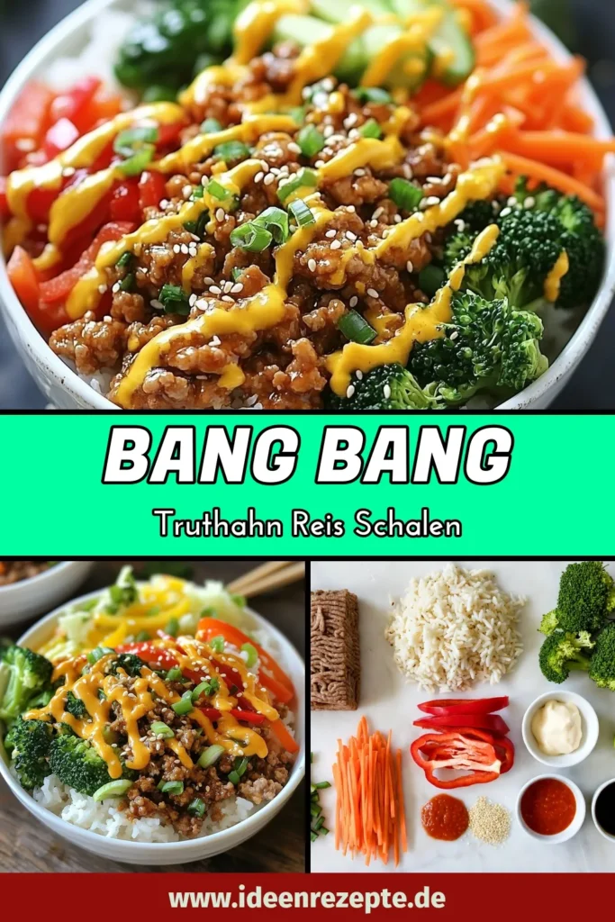 Entdecke unser leckeres Bang Bang Truthahn Reis Schalen Rezept, das perfekte gesunde Truthahngerichte für schnelle Abendessen Ideen! Mit zartem gemahlenem Truthahn, knackigem Gemüse und einer würzigen Bang Bang Sauce bietet dieses asiatische Küche Rezept eine Explosion von Aromen. Bereite es in nur 25 Minuten zu und genieße das gesunde Essen! Lass dir diesen Genuss nicht entgehen und pinne es gleich! #BangBangTruthahn #ReisSchalenRezept #GesundeTruthahngerichte #SchnelleAbendessenIdeen