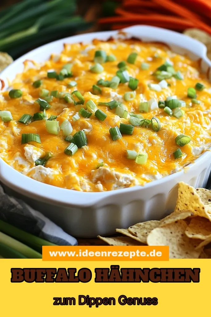 Entdecken Sie diesen unwiderstehlichen Buffalo Hähnchen-Dipp, perfekt für Ihre nächste Feier! Dieser cremige Hähnchen-Dip kombiniert zartes Hähnchenfleisch, leckeren Frischkäse und pikante Buffalo-Sauce zu einem köstlichen Cheddar-Dip mit Hähnchen. Einfach zuzubereiten, ist dieser einfache Party-Dip der Hit auf jedem Buffet. Probieren Sie unser Buffalo-Sauce Rezept und lassen Sie sich begeistern! Speichern Sie das Rezept! #BuffaloDip #PartyDips #ChickenDip #BuffaloHähnchen