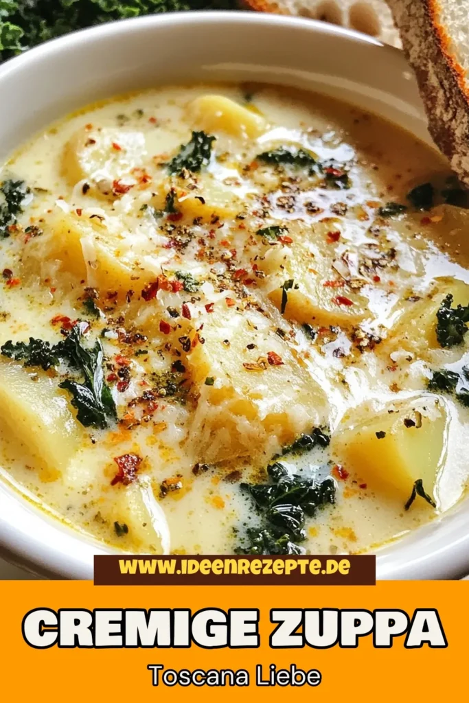 Entdecke dieses köstliche Zuppa Toscana Rezept, das dir die Aromen Italiens direkt nach Hause bringt! Diese cremige italienische Suppe vereint italienische Wurst und frischen Grünkohl zu einer herzhaften Grünkohl Suppe Rezept, die einfach zuzubereiten ist. Verwöhne deine Familie mit dieser einfachen Zuppa Toscana und genieße den unwiderstehlichen Geschmack. Probiere es jetzt aus und teile deine Kreation! #ZuppaToscana #italienischeSuppe #Grünkohlsuppe #einfachesRezept