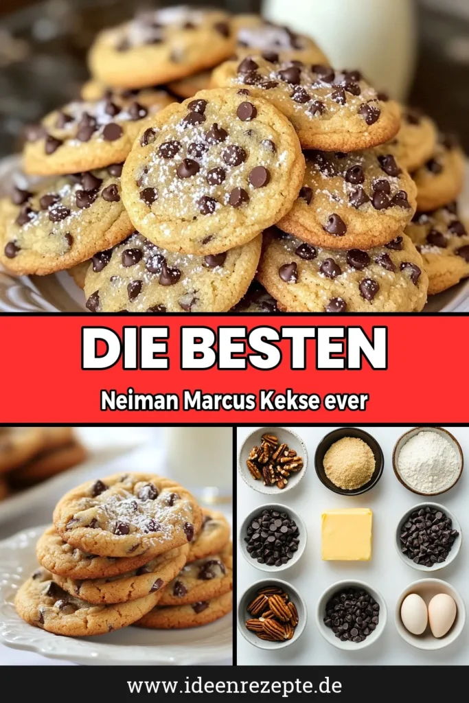 Entdecken Sie das Rezept für die Neiman Marcus Schokoladenkekse – die besten Kekse mit Schokoladenstückchen! Mit diesem einfachen Keksrezept zaubern Sie köstliche Kekse, die jedem schmecken. Lernen Sie nützliche Keksbacken Tipps kennen und genießen Sie amerikanische Keksrezepte in Perfektion. Perfekt für jede Gelegenheit! Probieren Sie das Rezept aus und teilen Sie Ihre Kreationen! #NeimanMarcusKekse #Keksbacken #Keksrezepte #Schokoladenkekse