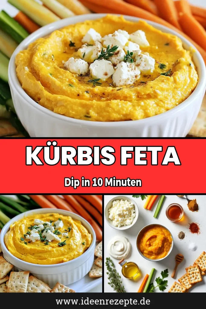 Entdecken Sie unser köstliches Rezept für Kürbis-Feta-Dip, eine perfekte Mischung aus Geschmack und Gesundheit! Dieser herzhafte Kürbisdip vereint cremigen Feta, griechischen Joghurt und aromatische Gewürze für einen gesunden Dip, der ideal zu Gemüse und Crackern passt. Perfekt für Partys oder als Snack! Probieren Sie es aus und lassen Sie sich überzeugen! #KürbisFetaDip #herzhafterKürbisdip #gesundeDipRezepte #DipmitGemüseundCrackern