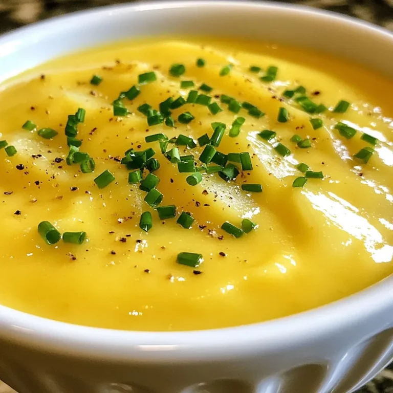 Die Hauptzutaten sind wichtig für den Geschmack. Hier ist, was du brauchst: - 4 große Russet-Kartoffeln, geschält und gewürfelt - 1 mittlere Zwiebel, fein gehackt - 4 Knoblauchzehen, gehackt - 4 Tassen Gemüsebrühe - 1 Tasse Schlagsahne - 2 Tassen scharfer Cheddar-Käse, gerieben - 2 Esslöffel Olivenöl Diese Zutaten sorgen für eine cremige und reichhaltige Basis. Die Kartoffeln geben der Suppe die nötige Fülle. Die Zwiebeln und der Knoblauch fügen eine schöne Tiefe hinzu. Gewürze machen die Suppe besonders. Hier sind die, die du verwenden solltest: - 1 Teelöffel getrockneter Thymian - Salz und Pfeffer nach Geschmack Der Thymian hat einen feinen, erdigen Geschmack. Er ergänzt die anderen Zutaten perfekt. Salz und Pfeffer sind wichtig, um den Geschmack zu heben. Probiere die Suppe während des Kochens. So findest du die perfekte Würze. Eine hübsche Garnitur macht alles besser. Für diese Suppe empfehle ich: - Frische Schnittlauch, zum Garnieren Der Schnittlauch bringt einen frischen, milden Geschmack. Er sieht auch toll aus! Einfach über die heiße Suppe streuen, bevor du servierst. So wirkt die Suppe noch einladender. {{ingredient_image_2}} Beginne mit dem Öl. Erhitze 2 Esslöffel Olivenöl in einem großen Topf bei mittlerer Hitze. Füge die fein gehackte Zwiebel hinzu und brate sie 5 Minuten lang. Sie sollte weich und durchsichtig werden. Jetzt kommt der Knoblauch. Gib 4 gehackte Knoblauchzehen dazu und brate sie 1-2 Minuten mit. Rühre oft um, damit der Knoblauch nicht anbrennt. Der Duft wird jetzt fantastisch sein! Jetzt ist es Zeit für die Kartoffeln. Nimm 4 große Russet-Kartoffeln, schäle sie und würfle sie. Gib die gewürfelten Kartoffeln in den Topf. Vermenge sie gut mit der Zwiebel- und Knoblauchmischung. Dann füge 4 Tassen Gemüsebrühe und 1 Teelöffel getrockneten Thymian hinzu. Bring die Mischung zum Kochen. Reduziere dann die Hitze und lasse die Suppe 20 Minuten köcheln. Die Kartoffeln sollten weich sein. Wenn die Kartoffeln gar sind, nimm einen Stabmixer. Püriere die Suppe bis sie glatt ist. Alternativ kannst du die Suppe in einen Standmixer geben. Sei vorsichtig, wenn du das machst. Jetzt kommt die Sahne und der Käse. Gib 1 Tasse Schlagsahne und 2 Tassen geriebenen Cheddar-Käse hinzu. Rühre alles gut um, bis der Käse schmilzt und die Suppe cremig ist. Schmecke mit Salz und Pfeffer ab. Lass die Suppe 5 Minuten köcheln. So gut! Um die Kartoffelsuppe noch cremiger zu machen, füge mehr Schlagsahne hinzu. Du kannst auch etwas Frischkäse einrühren. Das macht die Suppe reichhaltiger. Ein weiterer Trick ist, die Kartoffeln länger zu pürieren. So wird die Textur feiner. Diese Suppe ist perfekt für Meal Prep. Du kannst sie leicht in großen Mengen kochen. Fülle die Suppe in Behälter für die Woche. Wenn du Reste hast, sind sie ideal für ein schnelles Mittagessen. Die Aromen werden sogar besser, wenn sie etwas ziehen können. Ein häufiger Fehler ist, die Kartoffeln nicht genug zu kochen. Stelle sicher, dass sie weich sind, bevor du pürierst. Ein weiterer Fehler ist, nicht genug Gewürze zu verwenden. Schmecke die Suppe immer ab und füge nach Belieben Salz und Pfeffer hinzu. Achte darauf, dass der Käse vollständig geschmolzen ist, um Klumpen zu vermeiden. Pro Tipps Die richtige Kartoffel wählen: Russet-Kartoffeln sind ideal für diese Suppe, da sie stärkehaltig sind und beim Kochen eine cremige Textur ergeben. Für mehr Geschmack sorgen: Fügen Sie einen Spritzer Zitronensaft oder etwas frisch geriebenen Muskatnuss hinzu, um die Aromen in der Suppe zu intensivieren. Die Konsistenz anpassen: Wenn die Suppe zu dick ist, fügen Sie etwas mehr Gemüsebrühe oder Sahne hinzu, um die gewünschte Konsistenz zu erreichen. Perfekte Garnitur: Geben Sie zusätzlich zu Schnittlauch auch geröstete Knoblauchscheiben oder knusprigen Speck als Topping hinzu, um der Suppe einen zusätzlichen Crunch zu verleihen. {{image_4}} Um die Suppe noch besser zu machen, füge Gemüse hinzu. Karotten, Sellerie oder Lauch passen gut. Diese Gemüse bringen Süße und Tiefe in den Geschmack. Du kannst auch Spinat oder Brokkoli hinzufügen. Diese Gemüse sind gesund und geben Farbe. Achte darauf, sie klein zu schneiden. So kochen sie schneller und werden weich. Für eine vegane Version ersetze die Schlagsahne mit Kokosmilch oder Cashewcreme. Beide Optionen machen die Suppe cremig und lecker. Nutze auch veganen Käse oder lasse den Käse ganz weg. Stelle sicher, dass die Brühe glutenfrei ist. So kannst du die Suppe auch glutenfrei genießen. Wenn du es scharf magst, füge rote Paprika oder Cayennepfeffer hinzu. Diese Gewürze geben der Suppe einen tollen Kick. Du kannst auch geräucherte Paprika verwenden. Sie sorgt für ein rauchiges Aroma. Ein Spritzer Zitronensaft am Ende macht die Suppe frisch und hell. Experimentiere mit deinen Lieblingsgewürzen, um die perfekte Mischung zu finden. Um die cremige Cheddar Knoblauch Kartoffelsuppe frisch zu halten, ist die Lagerung wichtig. Lassen Sie die Suppe zuerst auf Raumtemperatur abkühlen. Dann füllen Sie sie in einen luftdichten Behälter. Im Kühlschrank bleibt die Suppe für bis zu vier Tage genießbar. Wenn Sie die Suppe länger aufbewahren möchten, können Sie sie einfrieren. Füllen Sie die Suppe in gefriergeeignete Behälter. Lassen Sie dabei etwas Platz, da sich die Suppe beim Einfrieren ausdehnt. So bleibt die Konsistenz erhalten. Gefroren hält die Suppe bis zu drei Monate. Um die Suppe wieder aufzuwärmen, nehmen Sie sie aus dem Kühlschrank oder Gefrierfach. Wenn sie gefroren ist, lassen Sie sie über Nacht im Kühlschrank auftauen. Zum Erwärmen geben Sie die Suppe in einen Topf. Erwärmen Sie sie bei mittlerer Hitze und rühren Sie dabei häufig um. Sie können auch die Mikrowelle verwenden. Füllen Sie die Suppe in eine mikrowellengeeignete Schüssel. Decken Sie die Schüssel ab und erhitzen Sie sie in Intervallen von 1-2 Minuten. Rühren Sie nach jedem Intervall um, damit die Suppe gleichmäßig warm wird. Die Haltbarkeit der cremigen Cheddar Knoblauch Kartoffelsuppe hängt von der Lagerung ab. Im Kühlschrank sollten Sie die Suppe innerhalb von vier Tagen genießen. Achten Sie darauf, die Suppe gut abzudecken, um Gerüche zu vermeiden. Wenn Sie die Suppe eingefroren haben, verwenden Sie sie innerhalb von drei Monaten. Überprüfen Sie vor dem Verzehr den Geruch und das Aussehen. Wenn Sie Änderungen bemerken, sollten Sie die Suppe nicht mehr essen. So stellen Sie sicher, dass Sie immer frische und schmackhafte Suppe genießen. Die Zubereitung der cremigen Cheddar-Knoblauch-Kartoffelsuppe dauert etwa 50 Minuten. Die Vorbereitungszeit liegt bei 15 Minuten. Das Kochen der Kartoffeln benötigt etwa 20 Minuten. Wenn du die Suppe pürierst und die anderen Zutaten hinzufügst, braucht das auch nicht lange. Ja, du kannst frischen Knoblauch verwenden. Frischer Knoblauch hat einen stärkeren Geschmack. Du solltest etwa vier frische Knoblauchzehen nehmen. Hacke sie fein, um die besten Aromen zu bekommen. Achte darauf, sie nicht zu lange zu braten, damit sie nicht bitter werden. Es gibt viele Beilagen, die gut zur Kartoffelsuppe passen. Hier sind einige Vorschläge: - Knuspriges Brot oder Baguette - Ein frischer grüner Salat - Gegrilltes Gemüse - Ein Käseplatte Diese Beilagen ergänzen die Suppe und machen die Mahlzeit noch besser. Die Kartoffelsuppe ist einfach zuzubereiten und schmeckt gut. Wir haben die besten Zutaten, Gewürze und Garnituren besprochen. Auch die Schritt-für-Schritt-Anleitung macht die Zubereitung leicht. Mit meinen Tipps kannst du sie cremiger machen und gut lagern. Variationen erlauben neue Geschmacksrichtungen und Optionen für alle. Probiere es aus! Die Suppe wird dir gefallen. Gutes Essen bringt Freude und ist einfach.