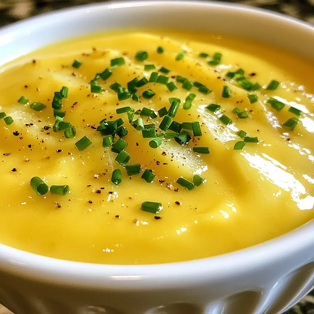 Die Hauptzutaten sind wichtig für den Geschmack. Hier ist, was du brauchst: - 4 große Russet-Kartoffeln, geschält und gewürfelt - 1 mittlere Zwiebel, fein gehackt - 4 Knoblauchzehen, gehackt - 4 Tassen Gemüsebrühe - 1 Tasse Schlagsahne - 2 Tassen scharfer Cheddar-Käse, gerieben - 2 Esslöffel Olivenöl Diese Zutaten sorgen für eine cremige und reichhaltige Basis. Die Kartoffeln geben der Suppe die nötige Fülle. Die Zwiebeln und der Knoblauch fügen eine schöne Tiefe hinzu. Gewürze machen die Suppe besonders. Hier sind die, die du verwenden solltest: - 1 Teelöffel getrockneter Thymian - Salz und Pfeffer nach Geschmack Der Thymian hat einen feinen, erdigen Geschmack. Er ergänzt die anderen Zutaten perfekt. Salz und Pfeffer sind wichtig, um den Geschmack zu heben. Probiere die Suppe während des Kochens. So findest du die perfekte Würze. Eine hübsche Garnitur macht alles besser. Für diese Suppe empfehle ich: - Frische Schnittlauch, zum Garnieren Der Schnittlauch bringt einen frischen, milden Geschmack. Er sieht auch toll aus! Einfach über die heiße Suppe streuen, bevor du servierst. So wirkt die Suppe noch einladender. {{ingredient_image_2}} Beginne mit dem Öl. Erhitze 2 Esslöffel Olivenöl in einem großen Topf bei mittlerer Hitze. Füge die fein gehackte Zwiebel hinzu und brate sie 5 Minuten lang. Sie sollte weich und durchsichtig werden. Jetzt kommt der Knoblauch. Gib 4 gehackte Knoblauchzehen dazu und brate sie 1-2 Minuten mit. Rühre oft um, damit der Knoblauch nicht anbrennt. Der Duft wird jetzt fantastisch sein! Jetzt ist es Zeit für die Kartoffeln. Nimm 4 große Russet-Kartoffeln, schäle sie und würfle sie. Gib die gewürfelten Kartoffeln in den Topf. Vermenge sie gut mit der Zwiebel- und Knoblauchmischung. Dann füge 4 Tassen Gemüsebrühe und 1 Teelöffel getrockneten Thymian hinzu. Bring die Mischung zum Kochen. Reduziere dann die Hitze und lasse die Suppe 20 Minuten köcheln. Die Kartoffeln sollten weich sein. Wenn die Kartoffeln gar sind, nimm einen Stabmixer. Püriere die Suppe bis sie glatt ist. Alternativ kannst du die Suppe in einen Standmixer geben. Sei vorsichtig, wenn du das machst. Jetzt kommt die Sahne und der Käse. Gib 1 Tasse Schlagsahne und 2 Tassen geriebenen Cheddar-Käse hinzu. Rühre alles gut um, bis der Käse schmilzt und die Suppe cremig ist. Schmecke mit Salz und Pfeffer ab. Lass die Suppe 5 Minuten köcheln. So gut! Um die Kartoffelsuppe noch cremiger zu machen, füge mehr Schlagsahne hinzu. Du kannst auch etwas Frischkäse einrühren. Das macht die Suppe reichhaltiger. Ein weiterer Trick ist, die Kartoffeln länger zu pürieren. So wird die Textur feiner. Diese Suppe ist perfekt für Meal Prep. Du kannst sie leicht in großen Mengen kochen. Fülle die Suppe in Behälter für die Woche. Wenn du Reste hast, sind sie ideal für ein schnelles Mittagessen. Die Aromen werden sogar besser, wenn sie etwas ziehen können. Ein häufiger Fehler ist, die Kartoffeln nicht genug zu kochen. Stelle sicher, dass sie weich sind, bevor du pürierst. Ein weiterer Fehler ist, nicht genug Gewürze zu verwenden. Schmecke die Suppe immer ab und füge nach Belieben Salz und Pfeffer hinzu. Achte darauf, dass der Käse vollständig geschmolzen ist, um Klumpen zu vermeiden. Pro Tipps Die richtige Kartoffel wählen: Russet-Kartoffeln sind ideal für diese Suppe, da sie stärkehaltig sind und beim Kochen eine cremige Textur ergeben. Für mehr Geschmack sorgen: Fügen Sie einen Spritzer Zitronensaft oder etwas frisch geriebenen Muskatnuss hinzu, um die Aromen in der Suppe zu intensivieren. Die Konsistenz anpassen: Wenn die Suppe zu dick ist, fügen Sie etwas mehr Gemüsebrühe oder Sahne hinzu, um die gewünschte Konsistenz zu erreichen. Perfekte Garnitur: Geben Sie zusätzlich zu Schnittlauch auch geröstete Knoblauchscheiben oder knusprigen Speck als Topping hinzu, um der Suppe einen zusätzlichen Crunch zu verleihen. {{image_4}} Um die Suppe noch besser zu machen, füge Gemüse hinzu. Karotten, Sellerie oder Lauch passen gut. Diese Gemüse bringen Süße und Tiefe in den Geschmack. Du kannst auch Spinat oder Brokkoli hinzufügen. Diese Gemüse sind gesund und geben Farbe. Achte darauf, sie klein zu schneiden. So kochen sie schneller und werden weich. Für eine vegane Version ersetze die Schlagsahne mit Kokosmilch oder Cashewcreme. Beide Optionen machen die Suppe cremig und lecker. Nutze auch veganen Käse oder lasse den Käse ganz weg. Stelle sicher, dass die Brühe glutenfrei ist. So kannst du die Suppe auch glutenfrei genießen. Wenn du es scharf magst, füge rote Paprika oder Cayennepfeffer hinzu. Diese Gewürze geben der Suppe einen tollen Kick. Du kannst auch geräucherte Paprika verwenden. Sie sorgt für ein rauchiges Aroma. Ein Spritzer Zitronensaft am Ende macht die Suppe frisch und hell. Experimentiere mit deinen Lieblingsgewürzen, um die perfekte Mischung zu finden. Um die cremige Cheddar Knoblauch Kartoffelsuppe frisch zu halten, ist die Lagerung wichtig. Lassen Sie die Suppe zuerst auf Raumtemperatur abkühlen. Dann füllen Sie sie in einen luftdichten Behälter. Im Kühlschrank bleibt die Suppe für bis zu vier Tage genießbar. Wenn Sie die Suppe länger aufbewahren möchten, können Sie sie einfrieren. Füllen Sie die Suppe in gefriergeeignete Behälter. Lassen Sie dabei etwas Platz, da sich die Suppe beim Einfrieren ausdehnt. So bleibt die Konsistenz erhalten. Gefroren hält die Suppe bis zu drei Monate. Um die Suppe wieder aufzuwärmen, nehmen Sie sie aus dem Kühlschrank oder Gefrierfach. Wenn sie gefroren ist, lassen Sie sie über Nacht im Kühlschrank auftauen. Zum Erwärmen geben Sie die Suppe in einen Topf. Erwärmen Sie sie bei mittlerer Hitze und rühren Sie dabei häufig um. Sie können auch die Mikrowelle verwenden. Füllen Sie die Suppe in eine mikrowellengeeignete Schüssel. Decken Sie die Schüssel ab und erhitzen Sie sie in Intervallen von 1-2 Minuten. Rühren Sie nach jedem Intervall um, damit die Suppe gleichmäßig warm wird. Die Haltbarkeit der cremigen Cheddar Knoblauch Kartoffelsuppe hängt von der Lagerung ab. Im Kühlschrank sollten Sie die Suppe innerhalb von vier Tagen genießen. Achten Sie darauf, die Suppe gut abzudecken, um Gerüche zu vermeiden. Wenn Sie die Suppe eingefroren haben, verwenden Sie sie innerhalb von drei Monaten. Überprüfen Sie vor dem Verzehr den Geruch und das Aussehen. Wenn Sie Änderungen bemerken, sollten Sie die Suppe nicht mehr essen. So stellen Sie sicher, dass Sie immer frische und schmackhafte Suppe genießen. Die Zubereitung der cremigen Cheddar-Knoblauch-Kartoffelsuppe dauert etwa 50 Minuten. Die Vorbereitungszeit liegt bei 15 Minuten. Das Kochen der Kartoffeln benötigt etwa 20 Minuten. Wenn du die Suppe pürierst und die anderen Zutaten hinzufügst, braucht das auch nicht lange. Ja, du kannst frischen Knoblauch verwenden. Frischer Knoblauch hat einen stärkeren Geschmack. Du solltest etwa vier frische Knoblauchzehen nehmen. Hacke sie fein, um die besten Aromen zu bekommen. Achte darauf, sie nicht zu lange zu braten, damit sie nicht bitter werden. Es gibt viele Beilagen, die gut zur Kartoffelsuppe passen. Hier sind einige Vorschläge: - Knuspriges Brot oder Baguette - Ein frischer grüner Salat - Gegrilltes Gemüse - Ein Käseplatte Diese Beilagen ergänzen die Suppe und machen die Mahlzeit noch besser. Die Kartoffelsuppe ist einfach zuzubereiten und schmeckt gut. Wir haben die besten Zutaten, Gewürze und Garnituren besprochen. Auch die Schritt-für-Schritt-Anleitung macht die Zubereitung leicht. Mit meinen Tipps kannst du sie cremiger machen und gut lagern. Variationen erlauben neue Geschmacksrichtungen und Optionen für alle. Probiere es aus! Die Suppe wird dir gefallen. Gutes Essen bringt Freude und ist einfach.