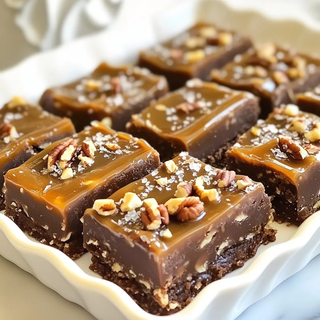 Für dieses leckere Turtle Fudge brauchst du: - 2 Tassen Zartbitter-Schokoladenstückchen - 1 Tasse gesüßte Kondensmilch - ½ Tasse ungesalzene Butter - 1 Teelöffel Vanilleextrakt - 1 Tasse gehackte Pekannüsse (oder Walnüsse) - 1 Tasse Karamellsauce - Meersalz, zum Bestreuen Wenn du deinen Fudge anders machen willst, gibt es viele Optionen. Statt Pekannüssen kannst du Walnüsse verwenden. Du kannst auch Mandeln oder Haselnüsse ausprobieren. Für einen anderen Geschmack füge etwas Kaffee- oder Kakaopulver hinzu. Wenn du es fruchtig magst, probiere Trockenfrüchte wie Cranberries oder Aprikosen. Die Qualität der Zutaten macht einen großen Unterschied. Verwende echte Zartbitterschokolade, nicht nur Schokostücke mit Zucker. Achte auf gesüßte Kondensmilch ohne künstliche Zusätze. Eine gute Butter verbessert den Geschmack sehr. Meersalz sollte grobkörnig sein, um die Aromen zu betonen. Frische Nüsse sind knuspriger und geschmackvoller. {{ingredient_image_2}} Fangen wir mit der Backform an. Nimm eine 20x20 cm große Backform. Lege Backpapier hinein, sodass es an den Seiten übersteht. Das hilft dir später, das Fudge leicht herauszunehmen. Sprühe das Backpapier leicht mit Antihaftspray ein, damit nichts kleben bleibt. Jetzt ist es Zeit für die Schokolade. Nimm einen mittelgroßen Topf und stelle ihn auf niedrige Hitze. Gib die Zartbitter-Schokoladenstückchen, die gesüßte Kondensmilch und die ungesalzene Butter hinein. Rühre ständig, bis alles geschmolzen und glatt ist. Diese Mischung wird die Basis für dein Fudge. Nimm den Topf vom Herd und füge den Vanilleextrakt hinzu. Rühre gut um, damit sich alles vermischt. Gieße die Hälfte der geschmolzenen Schokoladenmischung in die vorbereitete Backform. Verteile sie gleichmäßig auf dem Boden. Jetzt kommen die Nüsse. Streue die Hälfte der gehackten Pekannüsse oder Walnüsse auf die Schokoladenschicht. Danach beträufle die Nüsse mit der Hälfte der Karamellsauce. Gieße die restliche Schokolade obenauf und verteile sie gleichmäßig. Bestreue die zweite Schicht mit den verbleibenden Nüssen und der restlichen Karamellsauce. Zum Schluss streue etwas Meersalz darüber, um die Aromen zu verstärken. Stelle das Fudge für mindestens 2-3 Stunden in den Kühlschrank. Das Fudge wird fest und bereit zum Genießen. Ein häufiger Fehler ist, die Schokolade zu stark zu erhitzen. Schmelze die Schokolade bei niedriger Hitze. Rühre ständig, um ein Anbrennen zu verhindern. Ein weiterer Fehler ist, die Zutaten nicht richtig zu messen. Verwende einen Messbecher für die Kondensmilch und die Butter. So bekommst du ein gleichmäßiges Ergebnis. Die Konsistenz hängt von den Zutaten ab. Verwende Zartbitter-Schokoladenstückchen für einen reichhaltigen Geschmack. Die gesüßte Kondensmilch macht dein Fudge schön cremig. Lass das Fudge lange genug im Kühlschrank. So wird es fest und lässt sich gut schneiden. Du kannst das Rezept ganz einfach verändern. Probiere weiße Schokolade für einen süßeren Geschmack. Füge ein paar Tropfen Pfefferminz-Extrakt hinzu für einen frischen Kick. Auch geriebene Orangenschale passt gut zu Schokolade. Sei kreativ und finde deine Lieblingskombination! Pro Tipps Schokolade gleichmäßig schmelzen: Achte darauf, die Schokolade bei niedriger Hitze zu schmelzen und ständig umzurühren, um ein Anbrennen zu verhindern. Variationen bei Nüssen: Du kannst auch andere Nüsse wie Mandeln oder Haselnüsse verwenden, um verschiedene Geschmäcker zu kreieren. Für mehr Karamellgeschmack: Erwäge, zusätzlich zur Karamellsauce auch gesalzene Karamellstücke in die Mischung zu geben, um den Geschmack zu intensivieren. Optimales Kühlen: Stelle sicher, dass das Fudge vollständig abgekühlt ist, bevor du es in den Kühlschrank stellst, um eine gleichmäßige Konsistenz zu gewährleisten. {{image_4}} Die Wahl der Nüsse macht viel aus. Pekannüsse sind klassisch. Sie bringen eine süße, buttrige Note. Walnüsse sind eine tolle Alternative. Sie haben einen leicht bitteren Geschmack. Wenn du etwas Neues probieren möchtest, nimm Macadamianüsse. Sie sind reichhaltig und cremig. Jede Nuss hat ihren eigenen Charakter. Experimentiere, um deine perfekte Mischung zu finden. Fudge muss nicht immer gleich schmecken. Du kannst Aromen hinzufügen, um es spannend zu machen. Minze ist frisch und kühl. Ein paar Tropfen Minzextrakt genügen. Chili bringt einen scharfen Kick. Füge eine Prise Chilipulver hinzu. Denk daran, dass weniger mehr ist. So kannst du den Geschmack gut steuern und anpassen. Turtle Fudge kann auch vegan sein. Nutze dunkle Schokolade ohne Milch. Ersetze die Butter durch Kokosöl. Für die Kondensmilch kannst du eine pflanzliche Version wählen. Glutenfrei wird das Fudge, wenn du sicherstellst, dass alle Zutaten glutenfrei sind. So können alle dein leckeres Fudge genießen. Es ist einfach, Anpassungen vorzunehmen. Um den besten Geschmack zu erhalten, lagere dein Turtle Fudge an einem kühlen, trockenen Ort. Ein Schrank ist ideal. Vermeide direkte Sonneneinstrahlung. Halte das Fudge in einem luftdichten Behälter. So bleibt es frisch und lecker. Turtle Fudge bleibt bei richtiger Lagerung etwa zwei Wochen frisch. Nach dieser Zeit kann es seine Textur und seinen Geschmack verlieren. Wenn du das Fudge länger aufbewahren möchtest, solltest du es einfrieren. Du kannst Turtle Fudge bis zu drei Monate einfrieren. Schneide es in Stücke und lege es in einen luftdichten Behälter. Zwischen den Schichten lege Backpapier, damit die Stücke nicht aneinanderkleben. Zum Auftauen lege das Fudge einfach für ein paar Stunden in den Kühlschrank. So bleibt es weich und lecker. Turtle Fudge ist ein köstliches Dessert. Es besteht aus Schokolade, Karamell und Nüssen. Die Kombination macht es süß und knusprig. Manchmal nennt man es auch "Turtle Candy". Es wird oft in Quadraten geschnitten und serviert. Die Zubereitung dauert nur 15 Minuten. Danach muss das Fudge 2-3 Stunden kühlen. Insgesamt brauchst du also etwa 3 Stunden und 15 Minuten. In dieser Zeit kannst du andere Dinge erledigen oder die Vorfreude genießen. Ja, du kannst Turtle Fudge ohne Nüsse machen. Lass die Nüsse einfach weg oder ersetze sie durch andere Zutaten. Du könntest zum Beispiel mehr Karamell oder Schokolade hinzufügen. Das Fudge bleibt trotzdem lecker! Zutaten sind der Schlüssel zu leckerem Turtle Fudge. Wir haben verschiedene Optionen besprochen, um jeden Geschmack zu bedienen. Die Schritt-für-Schritt-Anleitung zeigt, wie einfach der Prozess ist. Tipps helfen, häufige Fehler zu vermeiden und die perfekte Konsistenz zu erreichen. Viele Varianten bereichern das Rezept, und die Lagerung sorgt dafür, dass der Fudge frisch bleibt. Denke daran, ständig zu experimentieren. Turtle Fudge kann viele Gesichter haben, und dein Weg wird einzigartig sein. Viel Spaß beim Kreieren!