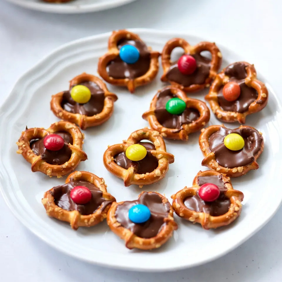 - Mini-Brezeln - Schokoladen-Hugs - M&M's - Backpapier Für die Zubereitung der Pretzel Hugs benötigen Sie nur vier einfache Zutaten. Diese Snacks sind schnell gemacht und schmecken köstlich. Die Mini-Brezeln sind das Herzstück. Sie sind knusprig und salzig, was perfekt mit der Schokolade harmoniert. Die Schokoladen-Hugs sind eine Mischung aus weißer und Milchschokolade. Diese süßen Hugs schmelzen leicht und sorgen für eine cremige Füllung. Wählen Sie Ihre Lieblingsfarben für die M&M's. Sie bringen Farbe und einen fruchtigen Crunch in die Brezeln. Schließlich brauchen Sie Backpapier. Es verhindert, dass die Brezeln am Blech festkleben. Mit diesen Zutaten sind Sie bereit, leckere Pretzel Hugs zu zaubern! {{ingredient_image_2}} Heize deinen Ofen auf 175°C (350°F) vor. Lege ein Backblech mit Backpapier aus. Das Backpapier hilft, die Brezeln nicht zu kleben. Nimm die Mini-Brezeln und lege sie in einer Schicht auf das Backblech. Achte darauf, dass sie sich nicht berühren. So backen sie gleichmäßig. Öffne die Tüte mit den Schokoladen-Hugs. Lege einen Hug auf jede Brezel. Dies sorgt für eine köstliche süße Note. Backe die Brezeln im Ofen für etwa 3-5 Minuten. Die Hugs sollen weich sein, aber nicht komplett schmelzen. Überprüfe sie regelmäßig, damit sie nicht verbrennen. Nimm das Blech aus dem Ofen. Drücke sofort ein M&M in die Mitte jedes geschmolzenen Hugs. Lass die Pretzel Hugs bei Raumtemperatur abkühlen. Für einen schnelleren Prozess kannst du sie auch für 10-15 Minuten in den Kühlschrank stellen. Nach dem Abkühlen sind sie bereit zum Genießen! Die ideale Backtemperatur für Pretzel Hugs ist 175°C. Diese Temperatur sorgt dafür, dass die Hugs weich werden, ohne zu schmelzen. Backen Sie die Brezeln 3 bis 5 Minuten. Achten Sie darauf, die Brezeln genau im Auge zu behalten, um ein Überbacken zu vermeiden. Um den Abkühlprozess zu beschleunigen, können Sie die Pretzel Hugs in den Kühlschrank stellen. Legen Sie sie für 10 bis 15 Minuten hinein. So werden sie schnell fest und sind bald bereit zum Genießen. Für eine schöne Präsentation können Sie die Pretzel Hugs auf einer großen Platte anrichten. Verwenden Sie bunte M&M's, um einen lebhaften Effekt zu erzielen. Eine hübsche Schleife um die Platte macht sie zu einem tollen Geschenk. Pro Tipps Die richtige Brezel: Verwenden Sie Mini-Brezeln, um die perfekte Größe zu erzielen, die gut mit den Hugs harmoniert. Die Backzeit überwachen: Behalten Sie die Brezeln während des Backens im Auge, um sicherzustellen, dass die Hugs weich sind, aber nicht schmelzen. Kühlen für beste Ergebnisse: Stellen Sie die Brezeln nach dem Backen in den Kühlschrank, um die Hugs schnell zu festigen und die Textur zu verbessern. Farbige M&M's: Wählen Sie M&M's in verschiedenen Farben, um einen fröhlichen und ansprechenden Snack zu kreieren. {{image_4}} Für die Pretzel Hugs können Sie verschiedene Schokoladensorten verwenden. Statt der Schokoladen-Hugs können Sie auch Zartbitterschokolade nehmen. Diese Option gibt den Hugs einen intensiveren Geschmack. Weißer Schokolade ist ebenfalls eine tolle Wahl. Sie sorgt für eine süße, cremige Note. M&M's sind nicht die einzige Option. Sie können auch andere Süßigkeiten verwenden. Probieren Sie bunte Smarties oder kleine Schokoladenstückchen. Diese bringen neue Aromen und Farben ins Spiel. Zusätzlich zu M&M's können Sie Ihre Pretzel Hugs dekorieren. Streuen Sie bunte Streusel über die geschmolzenen Hugs. Das macht sie noch ansprechender. Nüsse oder Karamellstückchen sind auch eine tolle Ergänzung. Diese Toppings geben den Hugs einen knackigen Biss. Für einen besonderen Twist können Sie etwas Meersalz hinzufügen. Das Salz ergänzt die Süße der Schokolade perfekt. Wenn Sie nach diätfreundlichen Optionen suchen, gibt es viele Möglichkeiten. Verwenden Sie glutenfreie Brezeln, um eine glutenfreie Version zu machen. Diese sind leicht im Handel erhältlich. Zuckerfreie Schokolade ist eine weitere gute Wahl. Sie bietet den süßen Geschmack ohne den Zucker. So können Sie den Snack genießen, ohne sich schuldig zu fühlen. Um Pretzel Hugs richtig zu lagern, benötigst du einen luftdichten Behälter. Achte darauf, dass der Behälter sauber und trocken ist. Platziere die Hugs in einer einzigen Schicht. So bleibt die Form erhalten, und sie kleben nicht zusammen. Du kannst sie auch zwischen Lagen von Backpapier aufbewahren. Das hilft, die Brezeln frisch zu halten. Lagere die Pretzel Hugs an einem kühlen, trockenen Ort, fern von direkter Sonneneinstrahlung. Pretzel Hugs sind am besten, wenn du sie frisch genießt. Sie halten sich jedoch bis zu einer Woche, wenn du sie richtig lagerst. Um die Frische zu verlängern, kannst du sie im Kühlschrank aufbewahren. So bleiben sie länger knackig. Achte darauf, den Behälter gut zu verschließen. Wenn du merkst, dass sie weich werden, kannst du sie kurz im Ofen aufbacken. So bekommst du die Knusprigkeit zurück. Pretzel Hugs sind am besten frisch. Sie halten sich in einem luftdichten Behälter. Lagern Sie sie bei Raumtemperatur. So bleiben sie knackig. Wenn Sie die Brezeln kühlen, können sie länger frisch bleiben. In der Regel bleiben sie bis zu einer Woche gut. Achten Sie darauf, sie vor Feuchtigkeit zu schützen. Ja, Sie können andere Schokoladensorten verwenden. Probieren Sie Zartbitterschokolade oder Vollmilchschokolade. Weiße Schokolade schmeckt auch gut. Für Abwechslung können Sie sogar aromatisierte Schokoladen ausprobieren. Kombinieren Sie verschiedene Sorten für interessante Geschmäcker. Ihre Kreativität ist hier gefragt! Pretzel Hugs sind nicht glutenfrei, da Mini-Brezeln in der Regel Gluten enthalten. Wenn Sie glutenfreie Snacks möchten, suchen Sie nach glutenfreien Brezeln. Viele Marken bieten leckere Optionen an. So können Sie trotzdem genießen, ohne auf den Geschmack zu verzichten. Achten Sie stets auf das Etikett! In diesem Artikel haben wir die Zutaten und Schritte für die einfachen Pretzel Hugs durchgegangen. Wir haben erfahren, wie man die Brezeln richtig anrichtet, perfekt backt und schön präsentiert. Du kannst mit verschiedenen Schokoladensorten experimentieren und auch diätfreundliche Varianten ausprobieren. Diese Snacks sind einfach und lecker. Sie eignen sich wunderbar für Feiern oder als Geschenk. Mit meinen Tipps wird dein Ergebnis garantiert toll. Viel Spaß beim Ausprobieren!
