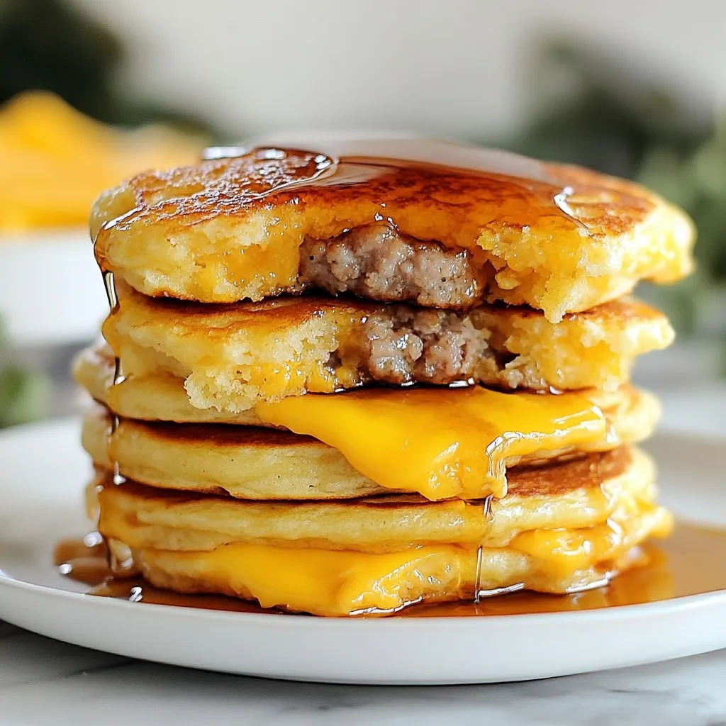 Für die perfekten McGriddles brauche ich folgende Hauptzutaten: - 2 Tassen Weizenmehl - 2 Esslöffel Zucker - 1 Esslöffel Backpulver - 1/2 Teelöffel Natron - 1/2 Teelöffel Salz - 1 Tasse Milch - 2 große Eier - 1/4 Tasse ungesalzene Butter, geschmolzen - 1 Teelöffel Vanilleextrakt - 8 Frühstückswurst-Patties - 4 Scheiben Cheddar-Käse - Ahornsirup zum Beträufeln Diese Zutaten geben dem Gericht den süßen und herzhaften Geschmack, den wir lieben. Um den Geschmack zu verbessern, kann ich einige zusätzliche Zutaten hinzufügen: - Zimt für einen Hauch von Gewürz - Muskatnuss für eine warme Note - Früchte wie Bananen oder Beeren für Frische Diese Zutaten machen die McGriddles noch interessanter und leckerer. Falls ich einige Zutaten nicht zur Hand habe, gibt es immer Alternativen: - Mandelmilch statt normaler Milch für einen nussigen Geschmack - Honig anstelle von Zucker für natürliche Süße - Vegane Wurst-Patties für eine pflanzliche Option Diese Alternativen helfen mir, meine McGriddles nach meinem Geschmack zuzubereiten. {{ingredient_image_2}} Um den Teig für die Pfannkuchen zu machen, nehme ich eine große Schüssel. Ich gebe das Weizenmehl, den Zucker, das Backpulver, das Natron und das Salz hinein. Dann vermische ich alles gut. In einer zweiten Schüssel verquirle ich die Milch, die Eier, die geschmolzene Butter und den Vanilleextrakt. Ich gieße die feuchten Zutaten in die trockenen und rühre alles vorsichtig zusammen. Ich achte darauf, nicht zu viel zu mischen. Der Teig sollte gerade so zusammenkommen. Jetzt erhitze ich eine beschichtete Pfanne bei mittlerer Hitze und fette sie leicht mit Butter oder Öl ein. Ich gieße etwa 1/4 Tasse Teig für jeden Pfannkuchen in die Pfanne. Ich brate vier Pfannkuchen gleichzeitig. Nach 2-3 Minuten sehe ich, dass die Ränder fest aussehen und Blasen auf der Oberfläche sind. Dann wende ich die Pfannkuchen und brate sie für weitere 1-2 Minuten, bis sie goldbraun sind. Ich nehme sie heraus und wiederhole den Vorgang mit dem restlichen Teig. Für die Wurst-Patties benutze ich die gleiche Pfanne. Ich brate sie 3-4 Minuten auf jeder Seite, bis sie braun und durchgegart sind. Jetzt ist es Zeit, die McGriddles zusammenzustellen! Ich lege einen Pfannkuchen auf einen Teller, füge ein Wurst-Pattie hinzu und decke es mit einer Scheibe Cheddar-Käse ab. Dann setze ich einen weiteren Pfannkuchen darauf. Zum Schluss beträufle ich alles mit Ahornsirup. Wenn ich möchte, kann ich die Pfannkuchen leicht mit Ahornsirup bestreichen, bevor ich sie stapel. Um die perfekte Konsistenz für Ihre McGriddles zu erreichen, beachten Sie folgende Punkte: - Mischen Sie die trockenen Zutaten gut. Dies sorgt für gleichmäßigen Geschmack. - Vermengen Sie die feuchten Zutaten in einer separaten Schüssel. So vermeiden Sie Klumpen. - Fügen Sie die feuchten Zutaten langsam zu den trockenen hinzu. Rühren Sie nur bis alles verbunden ist, um Übermischung zu vermeiden. - Lassen Sie den Teig kurz ruhen, etwa 5 Minuten. Dies hilft, die Pfannkuchen fluffiger zu machen. Viele machen Fehler, die einfach zu vermeiden sind: - Übermischen: Wenn der Teig zu lange gerührt wird, werden die Pfannkuchen zäh. Rühren Sie nur bis alles vermischt ist. - Falsche Hitze: Eine zu hohe Temperatur kann die Außenseite verbrennen, während die Innenseite roh bleibt. Kochen Sie bei mittlerer Hitze. - Zu wenig Fett: Eine leicht gefettete Pfanne sorgt für eine schöne goldene Farbe und verhindert das Ankleben. Ein bisschen Kreativität kann den McGriddles neuen Schwung geben. Hier sind einige Ideen: - Fruchtige McGriddles: Fügen Sie Blaubeeren oder Bananen in den Teig. Das bringt natürliche Süße. - Herzhafte McGriddles: Ersetzen Sie die Wurst durch Speck oder Schinken. Das gibt einen intensiven Geschmack. - Gewürzte McGriddles: Geben Sie Zimt oder Muskatnuss in den Teig. Das sorgt für eine wärmende Note. Mit diesen Tipps und Tricks zaubern Sie köstliche McGriddles, die sicher jedem schmecken! Pro Tipps Teig nicht übermixen: Mischen Sie die feuchten und trockenen Zutaten nur, bis sie gerade verbunden sind, um luftige Pfannkuchen zu erhalten. Wurst-Patties gut würzen: Fügen Sie Gewürze wie Pfeffer oder Paprika zu den Wurst-Patties hinzu, um den Geschmack zu intensivieren. Ahornsirup warm servieren: Erhitzen Sie den Ahornsirup leicht, bevor Sie ihn über die McGriddles träufeln, um ein besseres Geschmackserlebnis zu erzielen. Frisches Obst als Beilage: Servieren Sie die McGriddles mit einer Beilage aus frischem Obst, um eine erfrischende Note und Farbe zu verleihen. {{image_4}} Um deine McGriddles frisch zu halten, lege sie in einen luftdichten Behälter. Du kannst sie auch einzeln in Frischhaltefolie wickeln. Stelle sicher, dass die McGriddles abgekühlt sind, bevor du sie lagerst. So bleibt die Feuchtigkeit erhalten und sie werden nicht matschig. Die McGriddles bleiben im Kühlschrank etwa 3 bis 4 Tage frisch. Wenn du sie länger aufbewahren möchtest, friere sie ein. Im Gefrierschrank sind sie bis zu 2 Monate haltbar. Denke daran, sie gut zu verpacken, um Gefrierbrand zu vermeiden. Um die McGriddles wieder aufzuwärmen, verwende den Toaster oder die Mikrowelle. Im Toaster werden sie knusprig. In der Mikrowelle dauert es nur 30 Sekunden, aber sie werden weicher. Serviere sie mit warmem Ahornsirup oder frischem Obst. So macht das Frühstück noch mehr Spaß! Um das Frühstück perfekt zu machen, füge frisches Obst hinzu. Beeren, Bananen oder Äpfel passen gut. Diese bringen Farbe und Frische auf den Teller. Rühreier sind auch eine tolle Beilage. Sie sind einfach zu machen und lecker. Ein Joghurtbecher ist eine gesunde Option. Er gibt dir eine gute Portion Protein. Zu deinen McGriddles empfehle ich frischen Orangensaft. Er ist süß und saftig, was gut zu den herzhaften Aromen passt. Auch Kaffee ist eine gute Wahl. Der bittere Geschmack ergänzt die Süße der McGriddles. Für eine erfrischende Option probiere Eistee. Er ist leicht und passt gut zu einem Frühstück. Um die McGriddles schön zu präsentieren, benutze bunte Teller. Stelle jeden McGriddle auf einen eigenen Teller. Beträufle ihn mit extra Ahornsirup für den Glanz. Füge eine kleine Schüssel mit frischen Beeren dazu. So sieht das Frühstück noch einladender aus. Du kannst auch essbare Blumen verwenden. Diese machen das Gericht besonders und schön. Um McGriddles vegan zu machen, ersetze die Eier durch Leinsamen oder Apfelmus. Nutze Pflanzenmilch wie Hafer- oder Mandelmilch anstelle von Kuhmilch. Verwende vegane Butter für den Teig. Für die Wurst kannst du pflanzliche Wurstalternativen finden. Diese Schritte machen dein Rezept vegan und lecker. Ja, du kannst die Wurst durch Speck oder Schinken ersetzen. Eine weitere tolle Option sind gebratene Tofustücke oder sogar Gemüse-Patties. Diese Alternativen bieten verschiedene Geschmäcker und Texturen. Probiere es aus und finde deine Lieblingskombination. Um deine McGriddles süßer zu machen, füge mehr Zucker zum Teig hinzu. Du kannst auch die Pfannkuchen mit Ahornsirup bestreichen, bevor du sie stapelst. Ein Hauch von Zimt im Teig kann ebenfalls eine süße Note bringen. Experimentiere mit verschiedenen Toppings wie Schokoladensirup oder Früchten für zusätzliche Süße. Zusammenfassend haben wir die wichtigsten Zutaten für hausgemachte McGriddles besprochen. Die richtige Technik beim Zubereiten ist wichtig, um perfekte Pfannkuchen zu zaubern. Ich habe Tipps gegeben, um häufige Fehler zu vermeiden und Variationen für jeden Geschmack zu finden. Zudem wissen Sie jetzt, wie Sie Ihre McGriddles optimal lagern und wieder aufwärmen können. Kreative Serviervorschläge runden das Ganze ab. Mit diesen Informationen können Sie nun selbst leckere McGriddles machen. Viel Spaß beim Ausprobieren!