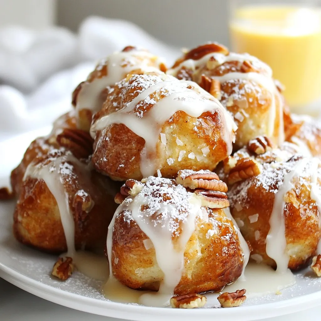 Für dieses köstliche Rezept benötigst du folgende Zutaten: - 3 Dosen Kühlschrank-Teig für Brötchen - 1 Tasse brauner Zucker, fest gepackt - 1/2 Tasse Zucker - 1 Esslöffel gemahlener Zimt - 1/2 Tasse ungesalzene Butter, geschmolzen Diese Zutaten sind die Basis. Sie geben deinem Affenbrot den süßen, klebrigen Geschmack, den alle lieben. Möchtest du das Rezept noch aufregender machen? Hier sind einige optionale Zutaten: - 1 Tasse gehackte Pekannüsse - 1 Tasse geraspelter Kokosnuss Diese Zutaten bringen ein tolles Aroma und einen schönen Crunch. Du kannst auch mit anderen Nüssen oder Trockenfrüchten experimentieren. Die Glasur macht das Affenbrot besonders lecker. Du brauchst: - 1/2 Tasse Puderzucker - 2 Esslöffel Milch Vermenge diese beiden Zutaten in einer kleinen Schüssel. Rühre gut, bis die Glasur glatt ist. Diese süße Glasur kommt über das warme Affenbrot. So macht es noch mehr Spaß, es zu essen! {{ingredient_image_2}} Heize deinen Ofen auf 175°C vor. Das sorgt für eine gleichmäßige Hitze. Fette eine Gugelhupfform mit Kochspray oder Butter gut ein. So lässt sich das Affenbrot später leicht herausnehmen. In einer mittleren Schüssel vermenge die folgenden Zutaten: - 1 Tasse brauner Zucker, fest gepackt - 1/2 Tasse Zucker - 1 Esslöffel gemahlener Zimt Rühre alles gut um, bis die Mischung gleichmäßig ist. Der Zimt gibt dem Brot seinen tollen Geschmack. Öffne die Dosen mit dem Kühlschrank-Teig für Brötchen. Schneide jedes Brötchen in Viertel. Forme jedes Stück zu einer kleinen Kugel. Rolle die Kugeln in der Zuckermischung, bis sie vollständig bedeckt sind. Schichte die Kugeln in die Gugelhupfform. Wenn du magst, streue gehackte Pekannüsse oder geraspelte Kokosnuss zwischen die Schichten. Gieße die geschmolzene Butter gleichmäßig über die Kugeln. Backe das Affenbrot 30-35 Minuten im Ofen. Es sollte goldbraun und durchgebacken sein. Lass das Brot 10 Minuten abkühlen. Stürze das Brot vorsichtig auf einen Servierteller. Bereite die Glasur vor, indem du Puderzucker und Milch in einer kleinen Schüssel verrührst. Träufle die Glasur über das warme Affenbrot. Um dein Affenbrot super klebrig zu machen, nutze viel braunen Zucker. Brauner Zucker hat mehr Feuchtigkeit als weißer Zucker. Das gibt eine schöne, süße Textur. Mische auch etwas Zimt in die Zuckermischung. Er gibt dem Brot einen tollen Geschmack. Denke daran, die Brötchen gut in der Zuckermischung zu rollen. So wird jeder Bissen süß und klebrig. Wenn dein Affenbrot nicht aufgeht, kann es an der Backtemperatur liegen. Stelle sicher, dass dein Ofen richtig vorgeheizt ist. Zu wenig Zeit im Ofen macht das Brot teigig. Wenn es zu lange backt, wird es trocken. Achte auf die goldbraune Farbe. Wenn dein Brot nicht klebrig genug ist, kannst du mehr Butter darüber gießen. Das macht es saftiger. Die ideale Backzeit für dein Affenbrot ist 30 bis 35 Minuten. Bei 175°C (350°F) backt es gleichmäßig. Nutze eine Stäbchenprobe. Stecke ein Holzstäbchen in die Mitte. Wenn es sauber herauskommt, ist das Brot fertig. Lass das Brot nach dem Backen kurz auskühlen. Das hilft, es leichter zu stürzen. Pro Tipps Teigtemperatur: Stelle sicher, dass der Kühlschrank-Teig auf Raumtemperatur ist, bevor du mit der Zubereitung beginnst. Dies erleichtert das Formen und Rollen der Teigstücke. Variationen: Experimentiere mit verschiedenen Nüssen oder Trockenfrüchten, um dem Affenbrot eine persönliche Note zu verleihen. Mandeln oder Walnüsse sind hervorragende Alternativen! Glasur-Tipp: Für eine zusätzliche Geschmacksdimension kannst du zur Glasur etwas Vanilleextrakt oder Zimt hinzufügen, um die Süße zu intensivieren. Serviertemperatur: Serviere das Affenbrot warm, um die klebrige Textur und den Geschmack zu genießen. Du kannst es auch leicht aufwärmen, falls es abgekühlt ist. {{image_4}} Eine nussige Variante macht dein klebriges Affenbrot noch besser. Pekannüsse bringen einen tollen Crunch. Du kannst sie in Stücke schneiden und zwischen die Brötchen schichten. Wenn du die Nüsse magst, probiere sie unbedingt aus. Sie geben einen schönen Geschmack und Textur. Frische Früchte sind auch eine tolle Idee. Getrocknete Früchte wie Cranberries oder Rosinen passen gut dazu. Sie geben eine süße Note. Du kannst sie ebenfalls zwischen die Schichten legen. Diese fruchtige Variante ist lecker und bringt Farbe ins Gericht. Für Schokoladenliebhaber gibt es ebenfalls tolle Möglichkeiten. Füge kleine Schokoladenstückchen hinzu. Sie schmelzen beim Backen und machen das Brot noch schokoladiger. Du kannst auch Kakaopulver in die Zuckermischung geben. So wird das Brot extra schokoladig und unwiderstehlich. Um dein klebriges Affenbrot frisch zu halten, lass es zuerst abkühlen. Dann lege es in eine luftdichte Box. Du kannst auch Frischhaltefolie verwenden, um die Feuchtigkeit zu bewahren. Achte darauf, das Brot nicht direkt in den Kühlschrank zu stellen, da es trocken werden kann. Um dein Affenbrot wieder warm zu machen, lege ein Stück in die Mikrowelle. Wärm es für 10 bis 15 Sekunden. Du kannst auch den Ofen nutzen. Heize ihn auf 150°C vor und erwärme das Brot dort für etwa 10 Minuten. So bleibt es weich und klebrig. Das klebrige Affenbrot hält sich in der Box bis zu drei Tage. Du kannst auch die Reste einfrieren. Wickel sie gut ein und lege sie in einen Gefrierbeutel. So bleiben sie bis zu drei Monate frisch. Zum Auftauen lasse das Brot einfach bei Zimmertemperatur stehen. Verwende die Reste in einem neuen Rezept, wie zum Beispiel French Toast. Klebriges Affenbrot ist ein süßes, zähes Brot. Es besteht aus kleinen Brötchen, die in Zucker und Zimt gewälzt sind. Diese Stücke werden dann in einer Form geschichtet und gebacken. Das Ergebnis ist ein warmes, klebriges Brot, das sich leicht auseinanderziehen lässt. Es ist perfekt für Frühstück oder als Snack. Ja, du kannst das Rezept im Voraus zubereiten. Bereite die Zuckermischung und forme die Brötchenbällchen. Lege sie in die Form und decke sie ab. Stelle die Form über Nacht in den Kühlschrank. Am nächsten Tag backst du das Brot einfach. So sparst du Zeit, wenn Gäste kommen. Klebriges Affenbrot passt gut zu vielen Beilagen. Hier sind einige Ideen: - Frisches Obst wie Beeren oder Bananen - Ein Klecks Sahne oder Joghurt - Eine Tasse Kaffee oder Tee Diese Beilagen ergänzen den süßen Geschmack und machen das Essen noch besser. Ja, du kannst das Rezept anpassen. Für eine vegane Version nimm pflanzliche Butter und Milch. Glutenfreier Teig kann auch verwendet werden. Achte darauf, dass alle Zutaten glutenfrei sind. So kannst du das klebrige Affenbrot für alle genießen. Klebriges Affenbrot ist ein einfaches und leckeres Rezept. Du hast die Hauptzutaten, Zubereitung und Tipps kennengelernt. Variationen mit Nüssen oder Schokolade machen es spannend. Auch die Lagerung und häufige Fragen sind wichtig. Probiere verschiedene Optionen aus und finde deine Lieblingsversion. Mit diesen Schritten gelingt dir ein tolles Affenbrot, das alle begeistert. Viel Spaß beim Backen und Genießen!