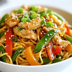 Für ein tolles Hühnchen Chow Mein brauchst du: - 2 Hähnchenbrustfilets ohne Haut, dünn geschnitten - 4 Tassen gekochte Chow Mein Nudeln - 1 Tasse Sojasprossen - 1 Tasse geraspelte Karotten - 1 Paprika, in Streifen geschnitten (rot oder gelb) - 1 Tasse Zuckerschoten, geputzt - 3 Frühlingszwiebeln, in Ringe geschnitten - 3 Knoblauchzehen, gehackt - 1 Teelöffel Ingwer, gerieben Diese Zutaten sorgen für den klassischen Geschmack und die perfekte Textur. Die frische Sauce macht dein Chow Mein besonders lecker. Hier sind die Zutaten: - 2 Esslöffel Sojasauce - 1 Esslöffel Austernsauce - 1 Esslöffel Sesamöl - 1 Esslöffel frischer Limettensaft - Salz und Pfeffer nach Geschmack Die Sauce bringt alle Aromen zusammen und macht das Gericht frisch und würzig. Die richtigen Gewürze und Öle sind wichtig für den Geschmack. Du benötigst: - 2 Teelöffel Maisstärke - 2 Esslöffel pflanzliches Öl Das Öl hilft beim Braten und sorgt dafür, dass alles gut schmeckt. Die Maisstärke macht das Gericht schön sämig. Mit diesen Zutaten kannst du ein köstliches Hühnchen Chow Mein zaubern! {{ingredient_image_2}} Nimm die Hähnchenbrustfilets und schneide sie dünn. In einer Schüssel vermischst du die Hähnchenstücke mit 1 Esslöffel Sojasauce, 1 Esslöffel Sesamöl und 2 Teelöffeln Maisstärke. Dies gibt dem Hähnchen Geschmack und hilft beim Braten. Lass die Mischung 15-20 Minuten marinieren, damit die Aromen gut einziehen. Erhitze 1 Esslöffel pflanzliches Öl in einer großen Pfanne oder einem Wok. Füge das marinierte Hähnchen hinzu und brate es 5-7 Minuten lang an. Rühre ständig, bis das Hähnchen durchgegart und leicht gebräunt ist. Nimm das Hähnchen aus der Pfanne und stelle es beiseite. Gib das restliche pflanzliche Öl in die Pfanne. Füge 3 gehackte Knoblauchzehen und 1 Teelöffel geriebenen Ingwer hinzu. Brate sie 30 Sekunden lang an, bis sie duften. Jetzt kommt das Gemüse! Füge 1 Paprika in Streifen, 1 Tasse geraspelte Karotten, 1 Tasse Zuckerschoten und 1 Tasse Sojasprossen hinzu. Rühre alles 3-4 Minuten lang, bis das Gemüse zart, aber noch knackig ist. Gib das gebratene Hähnchen zurück in die Pfanne. Füge die restliche Sojasauce, 1 Esslöffel Austernsauce und 1 Esslöffel frischen Limettensaft hinzu. Jetzt kommen die 4 Tassen gekochte Chow Mein Nudeln dazu. Mische alles gut durch. Lass es 2-3 Minuten kochen, damit die Nudeln heiß sind. Würze nach Geschmack mit Salz und Pfeffer. Am Ende streue die geschnittenen Frühlingszwiebeln darüber. Die Marinade macht das Hähnchen zart und geschmackvoll. Nutze Sojasauce, Sesamöl und Maisstärke. Mische alles gut durch, damit das Hähnchen alle Aromen aufnimmt. Lasse es mindestens 15 Minuten ruhen. So wird das Fleisch saftig und lecker. Für knackiges Gemüse ist Timing alles. Brate das Gemüse nur kurz an. Zuckerschoten und Paprika sollten leuchtend und bissfest bleiben. Gib den Knoblauch und Ingwer zuerst in die Pfanne. Sie geben einen tollen Geschmack ab. Füge das Gemüse dazu und vermeide Überkochen. Koche die Chow Mein Nudeln al dente. Das bedeutet, sie sollten noch einen leichten Biss haben. Spüle sie nach dem Kochen mit kaltem Wasser ab. So kleben sie nicht zusammen und bleiben locker. Mische die Nudeln am Ende mit dem restlichen Gericht, um die Aromen zu verbinden. Pro Tipps Hähnchen marinieren: Lassen Sie das Hähnchen mindestens 15-20 Minuten marinieren, um die Aromen besser aufzunehmen und es zarter zu machen. Gemüse knackig halten: Braten Sie das Gemüse nur kurz, damit es seine Farbe und Knackigkeit behält. Überkochen vermeiden! Chow Mein Nudeln vorbereiten: Kochen Sie die Nudeln al dente, da sie beim Braten in der Pfanne noch etwas nachgaren. Frische Kräuter verwenden: Garnieren Sie das Gericht mit frischem Koriander oder Frühlingszwiebeln für zusätzlichen Geschmack und Farbe. {{image_4}} Wenn du eine vegetarische Version von Chicken Chow Mein machen möchtest, ist das einfach. Du kannst das Hähnchen durch Tofu ersetzen. Wähle festen Tofu, schneide ihn in Würfel und mariniere ihn wie das Hähnchen. Verwende die gleiche Menge Sojasauce und Sesamöl. Brate den Tofu goldbraun an. Das gibt eine tolle Textur. Du kannst auch mehr Gemüse hinzufügen, wie Brokkoli oder Pilze, um den Geschmack zu verbessern. Das Gemüse in deinem Chow Mein kann ganz nach deinem Geschmack variieren. Du kannst frische Zucchini, Brokkoli oder auch Auberginen verwenden. Frische Erbsen bieten einen süßen Biss. Wenn du kein frisches Gemüse hast, kannst du gefrorenes Gemüse verwenden. Es ist praktisch und spart Zeit. Achte darauf, das Gemüse nicht zu lange zu garen. So bleibt es knackig und behält seine Farbe. Für eine würzige Note füge frische Chilis hinzu. Du kannst grüne oder rote Chilis nehmen. Schneide sie in kleine Stücke und füge sie zusammen mit dem Knoblauch und Ingwer in die Pfanne. Das gibt deinem Gericht eine angenehme Schärfe. Wenn du es noch schärfer magst, kannst du auch Chilipulver oder Sriracha-Sauce hinzufügen. Das verleiht dem Chow Mein extra Pepp und Geschmack. Wenn du Reste von deinem Chicken Chow Mein hast, bewahre sie in einem luftdichten Behälter auf. So bleiben die Aromen frisch. Stelle sicher, dass das Essen vollständig abgekühlt ist, bevor du es in den Kühlschrank stellst. So verhinderst du das Wachstum von Bakterien. Reste sind im Kühlschrank etwa 3 bis 4 Tage haltbar. Du kannst dein Hühnchen Chow Mein auch einfrieren. Teile es in Portionen auf und lege sie in gefriergeeignete Behälter. Achte darauf, die Luft möglichst herauszudrücken. So bleibt das Gericht bis zu 3 Monate frisch. Wenn du bereit bist, es zu essen, tau das Chow Mein über Nacht im Kühlschrank auf. Um das Chow Mein aufzuwärmen, nutze eine Pfanne oder die Mikrowelle. In der Pfanne solltest du etwas Öl hinzufügen, damit die Nudeln nicht kleben. Erhitze es bei mittlerer Hitze und rühre häufig um. In der Mikrowelle erhitze das Gericht in kurzen Intervallen. So bleibt das Essen saftig und lecker. Vergiss nicht, ein wenig frische Sojasauce oder Limettensaft hinzuzufügen, um den Geschmack aufzufrischen! Hühnchen Chow Mein bleibt im Kühlschrank etwa 3 bis 4 Tage frisch. Achte darauf, es in einem luftdichten Behälter zu lagern. So bleibt das Gericht lecker und sicher. Wenn du es länger aufbewahren willst, friere es ein. Im Gefrierschrank hält es bis zu 3 Monate. Ja, du kannst andere Nudeln verwenden. Du kannst Eiernudeln oder Reisnudeln ausprobieren. Diese Nudeln haben unterschiedliche Texturen und Geschmäcker. Achte darauf, die Garzeiten anzupassen. Gekochte Nudeln wirken besser in diesem Gericht. Zu Hühnchen Chow Mein passen viele Beilagen gut. Probiere Frühlingsrollen oder Dampfnudeln. Auch ein einfacher Gurkensalat ist eine gute Wahl. Diese Beilagen ergänzen das Gericht und bringen frische Aromen. Du kannst auch eine Suppe wie Miso oder eine klare Brühe servieren. Hühnchen Chow Mein ist einfach zuzubereiten und macht Spaß. Wir haben die Hauptzutaten, die besten Tipps und Variationen durchgesehen. Ein richtiges Marinieren und knackiges Gemüse machen den Unterschied. Lagere deine Reste gut und genieße sie später. Denke daran, dass du auch andere Nudeln verwenden kannst. Jetzt liegt es an dir, loszulegen und dein eigenes Hühnchen Chow Mein zu kreieren. Viel Spaß beim Kochen!