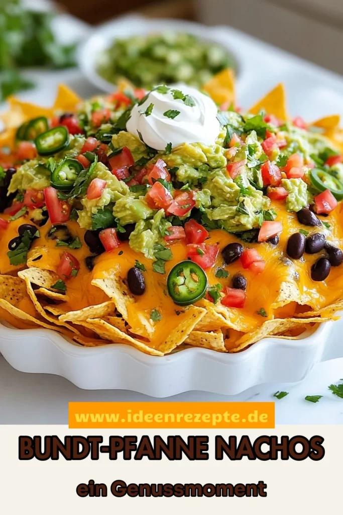 Entdecken Sie unser einfaches Nachos Rezept mit einer kreativen Twist – Bundt-Pfanne Nachos! Diese käsigen Nachos sind perfekt für Partys oder einen gemütlichen Abend. Mit Tortilla-Chips, Cheddar, Pepper Jack-Käse und bunten Zutaten sorgen diese Nachos für den Wow-Effekt! Bereiten Sie sich auf einen Käsegenuss vor und probieren Sie unser köstliches Rezept aus. Speichern und teilen Sie es! #BundtPfanneNachos #NachosRezept #KäsigeNachos #EinfacheNachos