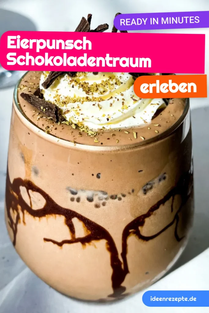 Entdecken Sie das perfekte Rezept für einen festlichen Cocktail: Eierpunsch Mudslide! Dieser cremige Drink Weihnachten wird aus hochwertigem Eierpunsch, Schlagsahne und leckerem Schokoladensirup zubereitet. Ideal für Ihre Weihnachtsfeiern! Probieren Sie diesen Schokoladen Eierpunsch für ein einfaches Weihnachtsrezept, das garantiert begeistert. Speichern Sie es für Ihre nächste Feier! #EierpunschMudslide #Cocktails #Weihnachtsrezepte #FestlichGenießen