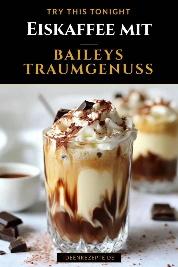 Entdecken Sie dieses leckere Eiskaffee Rezept mit Baileys, das perfekt für heiße Tage ist! Genießen Sie cremigen kalten Kaffee mit Milch und verfeinern Sie ihn mit einem Schuss Schokoladensirup. Dieses einfache Rezept zaubert schnellen Genuss in nur 5 Minuten. Gönnen Sie sich eine genussvolle Auszeit mit diesem aromatischen Kaffee mit Schokoladensirup. Jetzt ausprobieren und speichern! #EiskaffeeRezept #BaileysKaffee #kalterKaffeeMitMilch #cremigerEiskaffee