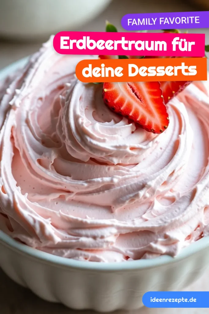 Entdecken Sie unser Rezept für ein köstliches Erdbeer-Sahne-Frosting, perfekt für Ihre Erdbeer-Cupcakes! Dieses einfache Frosting Rezept begeistert mit seiner leichten, fluffigen Konsistenz und frischem Erdbeergeschmack. Ideal zum Dekorieren von Torten und Cupcakes, sorgt unser leckeres Frosting Rezept für ein wahres Geschmackserlebnis. Probieren Sie es jetzt aus und verleihen Sie Ihren Desserts das gewisse Etwas! #ErdbeerSahneFrosting #FrostingRezept #Cupcakes #Backen