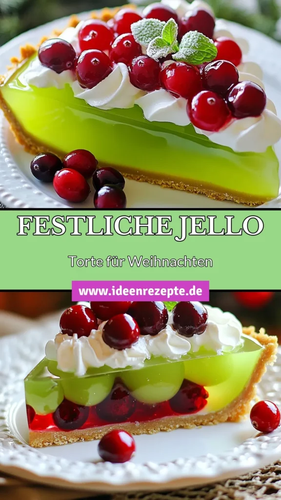 Entdecke das perfekte Rezept für eine festliche Weihnachts-Jello-Torte! Diese einfache Jello Torte vereint fruchtige Gelatine mit einer cremigen Frischkäse-Schicht, ideal für deine Feiertagsfeiern. Mit unserer Gelatine Torte Rezept kannst du spielend leicht ein tolles Dessert zaubern, das alle begeistern wird. Lass dich inspirieren und probiere es aus! Speichere es dir und teile deine Kreation! #WeihnachtsJelloTorte #FestlicheDesserts #EinfacheJelloTorte #FrischkäseTorteRezept