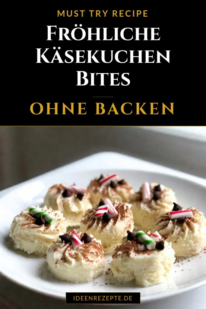 Entdecke unser köstliches No Bake Pfefferminz-Käsekuchen Bites Rezept! Diese einfache Weihnachtsleckerei ist das perfekte Frischkäse Dessert für festliche Anlässe. In nur 15 Minuten zubereitet, sind die Bites ein leckerer Snack ohne Backen, der deine Freunde begeistern wird. Lass dich von dem cremigen Genuss und der Minzfrische verführen. Probiere es aus und speichere das Rezept für deine nächste Feier! #PfefferminzKäsekuchenBites #NoBakeKäsekuchenRezept #einfacheWeihnachtsleckerei #festlicheSnacksOhneBacken