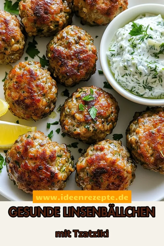 Entdecken Sie diese köstlichen gebackenen Linsenfleischbällchen mit griechischem Tzatziki Rezept! Perfekt für gesunde Mahlzeiten und als Snack. Diese mediterranen Rezepte sind einfach zuzubereiten und voller Geschmack. Egal, ob Sie vegane Linsenbällchen oder gesunde Fleischbällchen bevorzugen, dieses Rezept ist für jeden etwas! Speichern Sie es für Ihr nächstes Kochen und genießen Sie die Aromen des Mittelmeers! #Linsenfleischbällchen #TzatzikiRezept #mediterraneRezepte #gesundeFleischbällchen