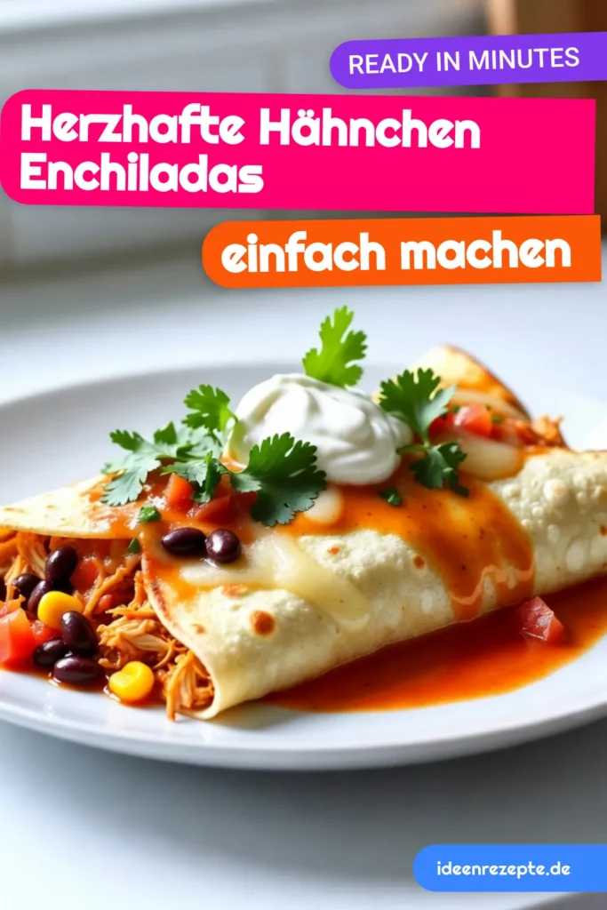 Entdecken Sie unser köstliches Hähnchen-Enchiladas Rezept! Diese herzhaften Enchiladas mit Käse sind die perfekte Kombination aus Geschmack und Einfachheit. Mit mexikanischen Tortillas gefüllt, sind sie ein absolutes Muss für jeden Abend. Ideal für ein Familientreffen oder ein schnelles Abendessen. Probieren Sie unser einfaches Enchiladas Rezept und begeistern Sie Ihre Gäste! Speichern Sie es jetzt! #HähnchenEnchiladas #mexikanischeKüche #einfachkochen #EnchiladasMitKäse