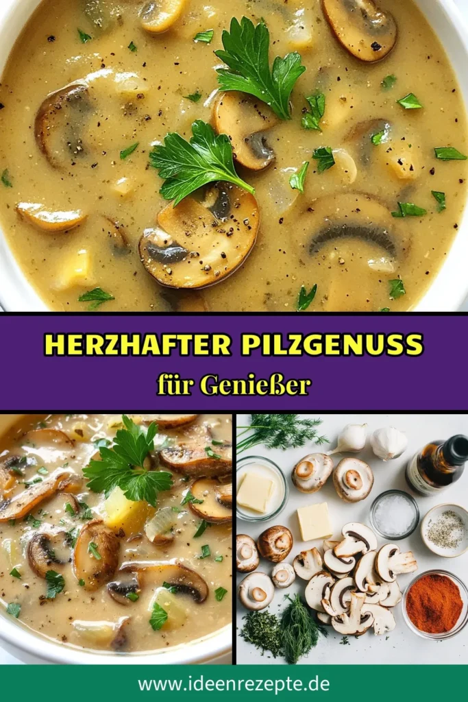 Entdecke das köstliche Rezept für ungarische Pilzsuppe, ein cremiges Pilzgericht, das deine Geschmacksknospen begeistern wird! Diese vegane Pilzsuppe ist einfach zuzubereiten und ideal für alle Champignon Rezepte-Liebhaber. Mit frischen Champignons, aromatischen Gewürzen und wahlweise Kokoscreme überzeugt dieses Pilzgenuss Rezept. Koche jetzt und genieße! #ungarischePilzsuppe #ChampignonRezepte #cremigePilzgericht #veganePilzsuppe