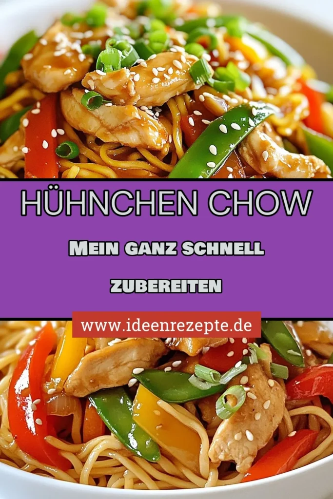 Entdecke unser köstliches Hühnchen Chow Mein Rezept, ein schnelles chinesisches Hühnchen Gericht, das perfekt für jede Gelegenheit ist. Mit frischem Gemüse zubereitet, ist dieses Chow Mein mit frischem Gemüse in nur 30 Minuten auf dem Tisch. Ideal für Freunde der asiatischen Nudelrezepte. Probiere jetzt dieses einfache und leckere Rezept aus und teile deine Köstlichkeiten! #HühnchenChowMein #SchnelleHühnchenGerichte #AsiatischeNudelrezepte #ChinesischesEssen