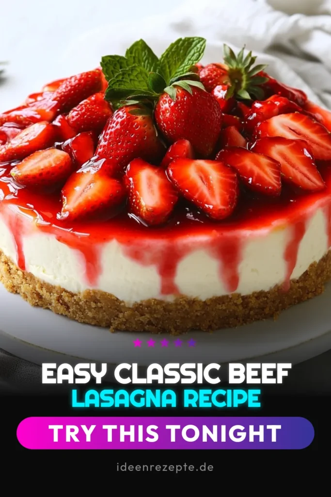 Entdecke unser köstliches Rezept für No-Bake Erdbeer-Käsekuchen! Dieser einfache Käsekuchen ohne Backen ist perfekt für heiße Tage. Mit frischen Erdbeeren und einer cremigen Füllung wird er garantiert zum Hit auf jeder Feier. Ideal als Kühlschrank Käsekuchen Rezept, das schnell zubereitet ist. Lass dir dieses Rezept für schnelle Desserts mit Erdbeeren nicht entgehen! Jetzt ausprobieren und speichern! #ErdbeerKäsekuchen #Käsekuchen #NoBakeDessert #SchnelleRezepte