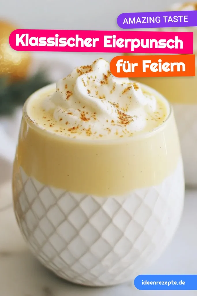 Entdecke unser köstliches Eierpunsch Rezept für die Feiertage! Dieser festliche Eierpunsch ist der perfekte cremige Eierlikör für deine Winterabende. Mit einfachen Zutaten und klassischer Eierpunsch Zubereitung kannst du einen hausgemachten Eierpunsch zaubern, der alle begeistert. Perfekt zum Servieren in festlichen Gläsern. Probiere es aus und lass dich von den Aromen verzaubern! #EierpunschRezept #FestlicherEierpunsch #CremigerEierlikör #HausgemachterEierpunsch