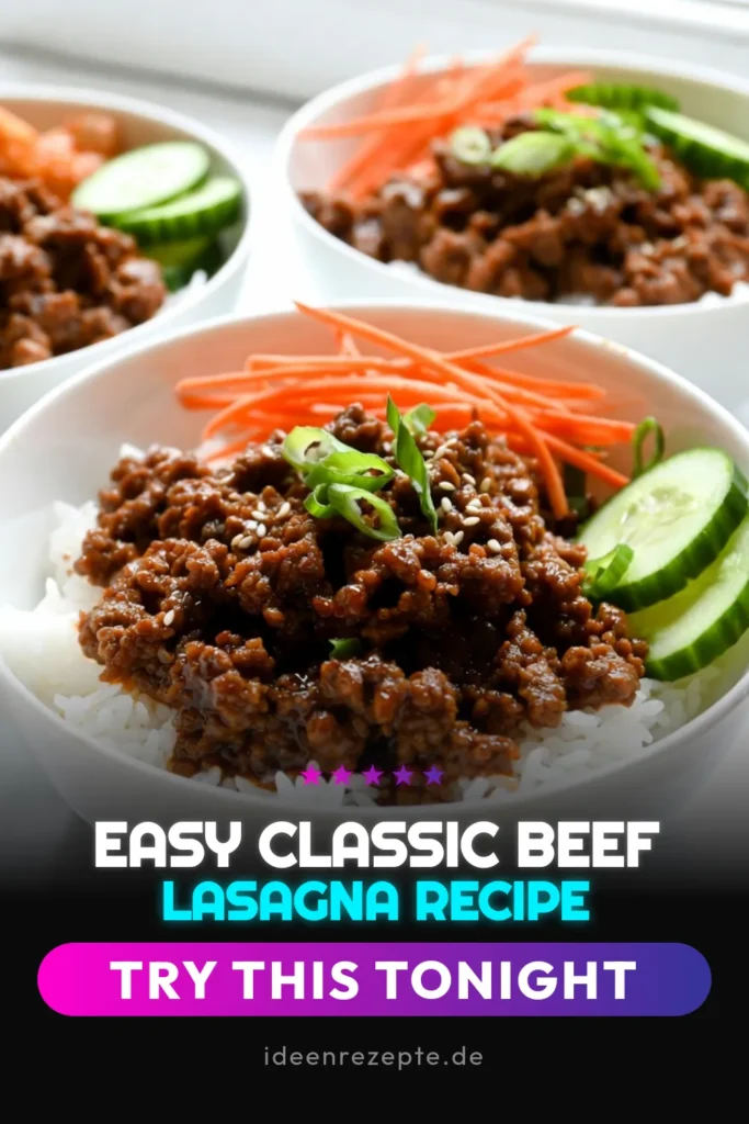 Entdecken Sie die köstliche Welt der koreanischen Küche mit unserem Rezept für koreanische Beef Bowls! Dieses einfache asiatische Rezept kombiniert zartes koreanisches Rinderhackfleisch in einer aromatischen Sojasauce, abgerundet mit Gochujang für die perfekte Schärfe. Ideal für ein schnelles Abendessen! Probieren Sie es aus und genießen Sie die Aromen Koreas! Jetzt Rezept merken! #KoreanischesRinderhackfleisch #KoreanischeBeefBowl #EinfacheAsiatischeRezepte #GochujangGerichte