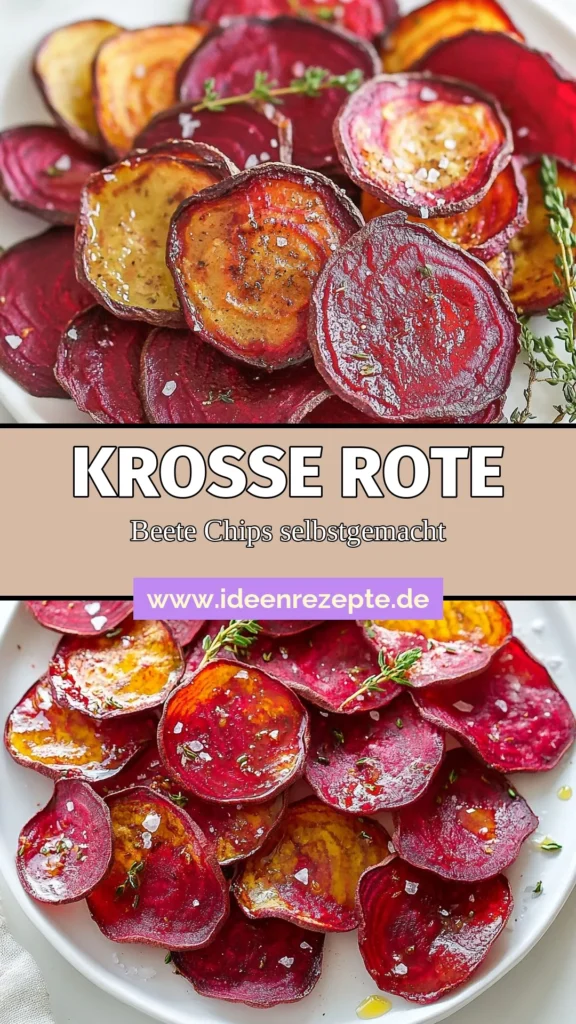 Entdecken Sie dieses gesunde Chips Rezept für knusprige Beete! Diese roten Beete Chips sind eine perfekte Wahl für vegetarische Snacks. Einfach zuzubereiten, bringen diese gebackenen Snacks nicht nur Farbe auf Ihren Teller, sondern auch einen köstlichen Geschmack. Genießen Sie sie als Appetizer oder Knabberei. Jetzt das Rezept ausprobieren und die gesunden Vorteile der roten Beete genießen! #roteBeeteChips #knusprigeBeete #gesundeChipsRezept #vegetarischeSnacks