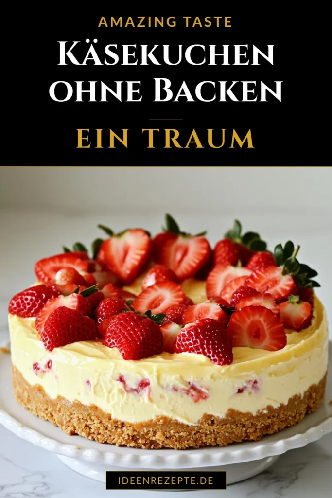 Genieße diesen No-Bake Erdbeer-Käsekuchen, der einfach und köstlich ist! In nur 20 Minuten zubereitet, ist dieses Rezept für Erdbeer-Käsekuchen perfekt für heiße Tage. Mit einer cremigen Füllung aus Frischkäse und frischen Erdbeeren ist dieser einfache Käsekuchen ohne Backen eine erfrischende Leckerei. Probiere es aus und überrasche Familie und Freunde! #NoBakeErdbeerKäsekuchen #KäsekuchenMitFrischkäse #ErdbeerKäsekuchenRezept #EinfacheRezepte