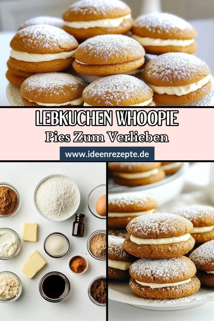 Entdecke das köstliche Rezept für Lebkuchen Whoopie Pies, die perfekten Weihnachtskekse für die Feiertage! Mit einer einfachen Frischkäsefüllung zauberst du festliche Backrezepte, die deine Familie begeistern werden. Diese einfachen Lebkuchen Plätzchen sind ideal für jeden Anlass. Lass dir dieses Rezept nicht entgehen und teile deine kulinarischen Kreationen! #LebkuchenWhoopiePies #WeihnachtskekseRezept #FestlicheBackrezepte #EinfacheLebkuchenPlätzchen
