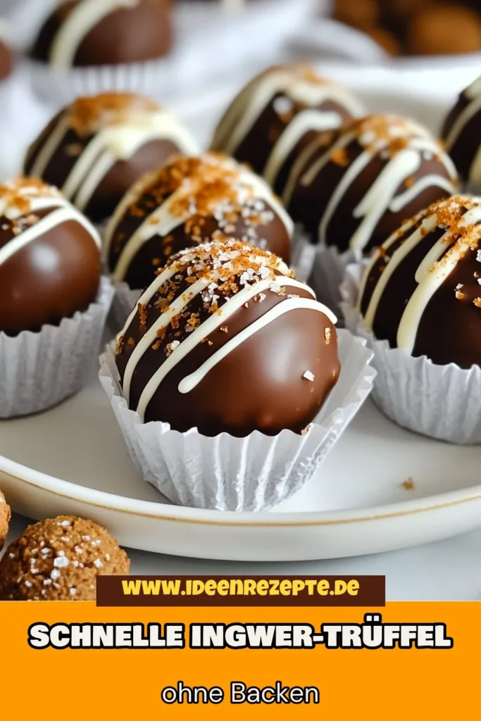 Entdecke das köstliche Rezept für No-Bake Ingwerbrot-Trüffel! Diese einfachen Lebkuchen-Trüffel sind das perfekte weihnachtliche Dessert. Stelle deine eigenen Ingwerbrot Pralinen ganz einfach selber her und verwöhne deine Gäste. Mit nur wenigen Zutaten zauberst du diese unwiderstehlichen Leckerbissen. Speichere dir unser Lebkuchen-Trüffel Rezept und bring etwas Weihnachtszauber in deine Küche! #NoBakeTruffles #Weihnachtsdessert #EinfacheRezepte #LebkuchenPralinen