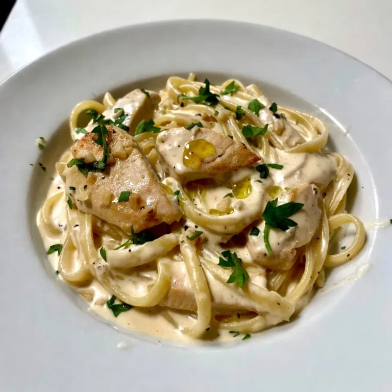 Für die cremige Hähnchen Alfredo Pfanne benötigen Sie einige einfache Zutaten. Diese sorgen für einen tollen Geschmack. Hier ist die Liste: - 2 Hähnchenbrustfilets ohne Haut und Knochen, dünn geschnitten - 2 Esslöffel Olivenöl - 3 Knoblauchzehen, fein gehackt - 1 Tasse Sahne - 1 Tasse geriebener Parmesan - 225 g Fettuccine-Nudeln - 1 Teelöffel italienische Gewürzmischung - Salz und Pfeffer nach Geschmack - Frische Petersilie, gehackt (zum Garnieren) Diese Zutaten kommen zusammen, um ein köstliches Gericht zu machen, das jeder lieben wird. Die Gewürze und Kräuter sind wichtig für den Geschmack. Sie bringen das Gericht zum Leben. Ich verwende oft italienische Gewürzmischung. Sie enthält viele Kräuter wie Oregano und Basilikum. Diese passen perfekt zu Hähnchen und Sahne. Salz und Pfeffer sind ebenfalls wichtig. Sie helfen, die Aromen zu verstärken. Seien Sie vorsichtig beim Würzen. Fügen Sie nach und nach hinzu, um den gewünschten Geschmack zu erreichen. Frische Zutaten sind der Schlüssel zu einem großartigen Gericht. Wenn Sie Hähnchen kaufen, wählen Sie frische, hochwertige Filets. Diese haben mehr Geschmack und sind zarter. Achten Sie beim Kauf von Gemüse auf die Farbe. Knoblauch sollte fest sein und keine Flecken haben. Frische Petersilie sieht grün und lebendig aus. Für die Sahne und den Parmesan verwenden Sie die besten Marken, die Sie finden können. Gute Qualität macht den Unterschied in der cremigen Sauce. Wenn Sie diese Tipps befolgen, wird Ihre Hähnchen Alfredo Pfanne noch besser. {{ingredient_image_2}} Zuerst bringst du einen großen Topf mit Salzwasser zum Kochen. Du brauchst genug Wasser für die Fettuccine. Füge die Nudeln hinzu und koche sie nach Anleitung auf der Verpackung bis sie al dente sind. Das dauert etwa 8-10 Minuten. Danach gießt du die Nudeln ab und stellst sie beiseite. Bereite dein Hähnchen vor. Schneide die Hähnchenbrustfilets in dünne Stücke. Dies hilft, dass sie gleichmäßig garen. Hacke auch den Knoblauch fein, um einen starken Geschmack zu bekommen. Jetzt erhitzt du in einer großen Pfanne 2 Esslöffel Olivenöl bei mittlerer Hitze. Wenn das Öl heiß ist, füge die Hähnchenstücke hinzu. Würze sie mit Salz, Pfeffer und italienischer Gewürzmischung. Brate das Hähnchen für etwa 5-7 Minuten, bis es goldbraun ist und durchgegart. Nimm das Hähnchen dann aus der Pfanne und lege es beiseite. In der gleichen Pfanne reduzierst du die Hitze. Füge den gehackten Knoblauch hinzu und brate ihn für 30 Sekunden an. Achte darauf, dass er nicht verbrennt, da er sonst bitter wird. Gieße dann 1 Tasse Sahne in die Pfanne und bringe sie sanft zum Simmern. Rühre 1 Tasse geriebenen Parmesan unter, bis die Sauce cremig wird. Jetzt kommen die gekochten Fettuccine und das Hähnchen zurück in die Pfanne. Vermische alles gut, damit die Nudeln die Sauce aufnehmen. Koche es 2-3 Minuten weiter, bis alles gut durchwärmt ist. Probiere die Mischung und passe die Würze mit mehr Salz und Pfeffer nach deinem Geschmack an. Serviere die cremige Hähnchen Alfredo Pfanne heiß. Garniere das Gericht mit frisch gehackter Petersilie. Dies gibt nicht nur Farbe, sondern auch einen frischen Geschmack. Du kannst das Gericht mit einem Stück Brot oder einem grünen Salat kombinieren. Genießen! Um die perfekte Konsistenz der Sauce zu erreichen, ist es wichtig, die Sahne richtig zu behandeln. Gießen Sie die Sahne langsam in die Pfanne. Lassen Sie sie sanft köcheln, bevor Sie den Parmesan hinzufügen. Dies hilft, eine glatte und cremige Sauce zu erhalten. Rühren Sie den Käse gut ein, bis er sich vollständig auflöst. Wenn die Sauce zu dick ist, fügen Sie etwas Nudelwasser hinzu. Das Wasser hat Stärke, die die Sauce bindet. Ein häufiger Fehler ist, das Hähnchen zu lange zu braten. Dies macht das Fleisch trocken. Braten Sie die Hähnchenstücke nur, bis sie goldbraun und durchgegart sind. Ein weiterer Fehler ist, den Knoblauch zu verbrennen. Achten Sie darauf, die Hitze zu reduzieren, bevor Sie den Knoblauch hinzufügen. Er sollte nur leicht bräunen, um seinen vollen Geschmack zu entfalten. Vergessen Sie nicht, die Sauce regelmäßig zu rühren, damit sie nicht anbrennt. Die Gewürze und Aromen sind wichtig für den Geschmack. Sie können die italienische Gewürzmischung nach Ihrem Geschmack anpassen. Fügen Sie mehr Oregano oder Basilikum hinzu, wenn Sie es wünschen. Frisch gemahlener Pfeffer kann auch einen großen Unterschied machen. Für eine schärfere Note können Sie eine Prise rote Pfefferflocken hinzufügen. Denken Sie daran, die Sauce am Ende abzuschmecken. So können Sie sicherstellen, dass sie genau richtig ist. Pro Tipps Hähnchen marinieren: Marinieren Sie das Hähnchen einige Stunden oder über Nacht in einer Mischung aus Olivenöl, Zitronensaft und italienischen Gewürzen für zusätzlichen Geschmack. Frische Kräuter verwenden: Fügen Sie frische Kräuter wie Basilikum oder Oregano hinzu, um der Sauce eine zusätzliche Frische und Tiefe zu verleihen. Die richtige Nudelsorte: Fettuccine eignet sich hervorragend für die Alfredo-Sauce, aber auch Tagliatelle oder Linguine können gut funktionieren. Resteverwertung: Verwenden Sie Reste für ein schnelles Mittagessen am nächsten Tag - einfach in der Mikrowelle erwärmen oder in der Pfanne kurz aufwärmen. {{image_4}} Du kannst das Hähnchen ganz einfach durch Gemüse ersetzen. Brokkoli, Paprika und Zucchini passen gut. Schneide das Gemüse in kleine Stücke und brate es in Olivenöl an. Die Zubereitung bleibt gleich. Du kannst auch Kichererbsen verwenden, um mehr Protein zu bekommen. So bleibt das Gericht lecker und gesund. Fettuccine ist eine tolle Wahl, aber du kannst auch andere Nudeln nehmen. Penne oder Tagliatelle sind ebenfalls gut geeignet. Wenn du eine glutenfreie Option suchst, probiere glutenfreie Pasta. Die Zubereitung bleibt gleich. Die Sauce passt zu jeder Form von Nudeln. Um das Gericht aufregender zu machen, füge frische Kräuter hinzu. Basilikum oder Thymian geben einen tollen Geschmack. Auch Spinat kann eine leckere Ergänzung sein. Für einen scharfen Kick, streue etwas rote Paprikaflocken hinein. Das macht die Sauce noch interessanter. Spiegle das Gericht mit gerösteten Pinienkernen oder Mandeln für einen tollen Crunch. Um Reste der cremigen Hähnchen Alfredo Pfanne gut zu lagern, benötigst du einen luftdichten Behälter. Lass das Gericht zuerst auf Raumtemperatur abkühlen. Fülle dann die Reste in den Behälter. So bleibt der Geschmack frisch. Du kannst die Reste im Kühlschrank für bis zu drei Tage aufbewahren. Wenn du die Reste aufwärmen möchtest, benutze eine Pfanne oder die Mikrowelle. In der Pfanne erwärmst du die Portion bei schwacher Hitze. Füge etwas Sahne hinzu, um die Sauce cremig zu halten. In der Mikrowelle erhitzt du das Gericht in kurzen Intervallen. Rühre es zwischendurch um, damit es gleichmäßig warm wird. Die Haltbarkeit der Alfredo Pfanne im Kühlschrank beträgt drei Tage. Wenn du die Reste länger aufbewahren möchtest, kannst du sie einfrieren. Fülle die Portionen in gefriergeeignete Behälter oder Beutel. So bleiben sie bis zu drei Monate haltbar. Achte darauf, die Luft aus den Beuteln zu drücken. Um das Gericht aufzutauen, lege es über Nacht in den Kühlschrank. Erhitze es dann wie gewohnt. Die Zubereitung dauert etwa 25 Minuten. Du brauchst für die Vorbereitung 10 Minuten und für das Kochen 15 Minuten. So hast du schnell ein leckeres Gericht auf dem Tisch. Ja, du kannst das Rezept im Voraus vorbereiten. Koche die Fettuccine und das Hähnchen einen Tag vorher. Stelle die Sauce in den Kühlschrank. Am nächsten Tag erhitzt du alles in einer Pfanne. Füge die Nudeln und das Hähnchen zusammen mit der Sauce hinzu. Zu dieser cremigen Hähnchen Alfredo Pfanne passen viele Beilagen. Ein frischer grüner Salat ist eine gute Wahl. Auch Knoblauchbrot oder Gemüse sind lecker dazu. Sie ergänzen das Gericht und sorgen für eine ausgewogene Mahlzeit. Die cremige Hähnchen Alfredo Pfanne ist einfach und schnell zuzubereiten. Wir haben die besten Zutaten und Tipps für den Kochprozess behandelt. Die richtige Konsistenz der Sauce macht den Unterschied. Variationen bringen frischen Wind in das Gericht. Vergessen Sie nicht, die Reste gut zu lagern. Kochen macht Spaß und ermöglicht viele Anpassungen. Experimentieren Sie mit verschiedenen Aromen. So wird Ihr Gericht immer spannend und lecker. Genießen Sie jede Gabel!