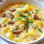 - 450 g italienische Wurst, Haut entfernt - 4 mittelgroße Russet-Kartoffeln, geschält und gewürfelt - 1 große Zwiebel, gewürfelt - 3 Knoblauchzehen, fein gehackt - 950 ml Hühnerbrühe - 480 ml Schlagsahne - 150 g Maiskörner (frisch oder gefroren) - 1 Teelöffel getrockneter Thymian - 1 Teelöffel geräuchertes Paprikapulver - Salz und Pfeffer nach Geschmack - 3 Frühlingszwiebeln, in Scheiben geschnitten zum Garnieren - 2 Esslöffel Olivenöl Die Hauptzutaten sind einfach zu finden. Ich liebe die Kombination aus Wurst und Kartoffeln. Die italienische Wurst bringt viel Geschmack in die Chowder. Die Kartoffeln machen sie schön cremig und sättigend. Zwiebeln und Knoblauch fügen einen tollen Aroma hinzu. Hühnerbrühe gibt der Chowder Tiefe. Schlagsahne sorgt für die cremige Konsistenz. Mais bringt eine süße Note und eine schöne Farbe. - Vegetarische Alternativen - Austausch von Gewürzen - Saisonale Gemüsesorten Es gibt viele Wege, die Chowder anzupassen. Für eine vegetarische Version kannst du die Wurst durch ein pflanzliches Produkt ersetzen. Du kannst auch Linsen oder Bohnen verwenden, um Protein hinzuzufügen. Gewürze sind flexibel. Wenn du mehr Schärfe magst, füge etwas Cayennepfeffer hinzu. Saisonales Gemüse wie Kürbis oder Karotten kann die Chowder interessanter machen. Denke daran, die Brühe entsprechend anzupassen. {{ingredient_image_2}} Beginne damit, das Olivenöl in einem großen Topf zu erhitzen. Du solltest die Hitze auf mittel bis hoch stellen. Füge die italienische Wurst hinzu. Brate sie etwa 5 bis 7 Minuten lang an, bis sie schön gebräunt ist. Zerbrich die Wurst mit einem Löffel in kleine Stücke. Nimm die Wurst aus dem Topf und lege sie beiseite. Lass die Reste im Topf. Jetzt geht es weiter mit den Zwiebeln. Gib die gewürfelte Zwiebel in den gleichen Topf. Brate sie 4 bis 5 Minuten an, bis sie glasig wird. Dann kommt der fein gehackte Knoblauch dazu. Brate ihn für eine weitere Minute an, bis er duftet. Füge nun die gewürfelten Kartoffeln, die Hühnerbrühe, den getrockneten Thymian und das geräucherte Paprikapulver hinzu. Rühre alles gut um. Bringe die Mischung zum Kochen. Reduziere dann die Hitze und lasse den Eintopf 15 bis 20 Minuten köcheln. Die Kartoffeln sollten weich werden. Sobald die Kartoffeln gar sind, gib die Wurst wieder in den Topf. Jetzt ist es Zeit, den Mais und die Schlagsahne hinzuzufügen. Lass die Chowder für weitere 5 bis 10 Minuten sanft köcheln. Rühre gelegentlich um, damit nichts anbrennt. Die Suppe sollte leicht eindicken. Jetzt ist der entscheidende Moment gekommen: Abschmecken! Gib Salz und Pfeffer hinzu, bis es für dich perfekt schmeckt. Wenn du eine dickere Chowder magst, kannst du einige Kartoffeln mit einem Kartoffelstampfer leicht zerdrücken. Lass ein paar ganz, um die Textur zu bewahren. Serviere die Chowder heiß. Garniere sie mit frischen, geschnittenen Frühlingszwiebeln oben drauf. So sieht das Gericht nicht nur gut aus, es schmeckt auch köstlich! Um die Chowder perfekt dick zu machen, gibt es ein paar einfache Schritte. Zuerst, wenn die Kartoffeln weich sind, können Sie einige davon mit einem Kartoffelstampfer zerdrücken. Das gibt der Chowder eine schöne, cremige Textur, während andere Kartoffeln ganz bleiben. So bleibt die Chowder sowohl dick als auch interessant. Wenn Sie die Chowder noch dicker mögen, können Sie noch mehr Kartoffeln zerdrücken oder etwas weniger Brühe verwenden. Achten Sie darauf, die Chowder während des Kochens gut zu rühren, damit nichts am Boden anbrennt. Um das Aroma zu verbessern, können Sie einen Teelöffel Soja- oder Worcestersauce hinzufügen. Diese Saucen bringen einen herzhaften Geschmack, der die Wurst und die Kartoffeln ergänzt. Sie geben der Chowder eine tiefere, reichhaltigere Note. Frische Kräuter sind auch eine tolle Wahl. Petersilie oder Schnittlauch bringen frische Aromen und Farbe. Einfach kurz vor dem Servieren darüber streuen. So wird die Chowder noch schmackhafter und sieht toll aus. Pro Tipps Wurst Auswahl: Verwenden Sie für zusätzlichen Geschmack eine scharfe italienische Wurst oder mischen Sie verschiedene Wurstsorten, um die Aromen zu variieren. Kartoffeltextur: Um eine cremigere Konsistenz zu erreichen, zerdrücken Sie einige Kartoffeln mit einem Kartoffelstampfer, während andere ganz bleiben. Frische Kräuter: Fügen Sie am Ende frische Kräuter wie Petersilie oder Schnittlauch hinzu, um zusätzliche Frische und Farbe zu verleihen. Servieren mit Beilage: Servieren Sie den Chowder mit knusprigem Brot oder Brötchen, um die cremige Suppe perfekt abzurunden. {{image_4}} Um deine Chowder aufzupeppen, kannst du einige einfache Zutaten hinzufügen. - Hinzufügen von Chili oder Pfeffer: Ein wenig Chili verleiht deiner Chowder eine schöne Schärfe. Du kannst frische, gehackte Chilis oder getrocknete Chili-Flocken verwenden. Wenn du es sanfter magst, nimm einfach schwarzen Pfeffer. Achte darauf, langsam zu dosieren, damit du den richtigen Schärfegrad erreichst. - Verwendung von scharfer Wurst: Anstelle von italienischer Wurst kannst du auch scharfe Wurst verwenden. Diese gibt deiner Chowder einen kräftigen Geschmack. Probiere Chorizo oder eine andere würzige Wurst. Das bringt mehr Tiefe in den Geschmack. Wenn du die Chowder noch cremiger machen möchtest, gibt es viele Optionen. - Verwendung von verschiedenen Sahnearten: Du kannst verschiedene Sahnearten nutzen, um den Geschmack zu variieren. Zum Beispiel kannst du Crème fraîche oder saure Sahne verwenden. Diese geben eine leichte Säure, die gut zu den anderen Zutaten passt. - Alternativen zu Schlagsahne: Wenn du eine leichtere Option suchst, probiere Kokosmilch oder Mandelmilch. Diese machen die Chowder ebenfalls cremig, aber mit einem anderen Geschmack. Das ist perfekt, wenn du die Milchprodukte reduzieren möchtest. Mit diesen Variationen kannst du deine cremige Kartoffel- und Wurst-Chowder nach deinem Geschmack anpassen. Experimentiere und finde deine perfekte Mischung! Um die Reste der cremigen Kartoffel- und Wurst-Chowder richtig zu lagern, lassen Sie sie zuerst abkühlen. Dies verhindert, dass sich Kondenswasser bildet. Füllen Sie die abgekühlte Chowder in einen luftdichten Behälter um. Stellen Sie sicher, dass der Behälter gut verschlossen ist, um die Frische zu bewahren. Lagern Sie die Chowder dann im Kühlschrank. Dort hält sie sich bis zu drei Tage. Um die Chowder wieder aufzuwärmen, können Sie entweder die Mikrowelle oder den Herd verwenden. Wenn Sie die Mikrowelle nutzen, geben Sie die Chowder in eine mikrowellengeeignete Schüssel. Decken Sie die Schüssel ab und erhitzen Sie sie in kurzen Intervallen von 1-2 Minuten. Rühren Sie zwischendurch um, um eine gleichmäßige Erwärmung zu gewährleisten. Wenn Sie den Herd verwenden, geben Sie die Chowder in einen Topf. Erhitzen Sie sie bei mittlerer Hitze und rühren Sie gelegentlich um. Achten Sie darauf, die Chowder nicht zu stark zu erhitzen, um ein Überkochen zu vermeiden. Senken Sie die Hitze, wenn die Chowder zu sprudeln beginnt. So bleibt die Konsistenz cremig und lecker. Die Chowder bleibt im Kühlschrank etwa 3 bis 4 Tage frisch. Um die beste Qualität zu erhalten, lagere sie in einem luftdichten Behälter. Achte darauf, die Chowder abzukühlen, bevor du sie in den Kühlschrank stellst. So vermeidest du, dass sich Kondenswasser bildet, was die Konsistenz ändern kann. Wenn du Reste hast, schau nach, ob sie noch gut riechen und aussehen, bevor du sie isst. Ja, du kannst die Chowder einfrieren. Fülle sie in einen gefriergeeigneten Behälter und lasse etwas Platz an der Oberkante. Beim Einfrieren dehnt sich die Flüssigkeit aus. Zum Auftauen stelle die Chowder einfach in den Kühlschrank über Nacht. Erhitze sie langsam auf dem Herd oder in der Mikrowelle. Rühre gut um, um eine gleichmäßige Wärme zu erreichen. Beachte, dass die Textur nach dem Auftauen etwas anders sein kann. Um die Chowder vegan zu machen, ersetze die Wurst durch pflanzliche Alternativen wie Tofu oder Seitan. Du kannst auch Gemüse wie Karotten oder Sellerie hinzufügen. Statt Schlagsahne nimm Kokosmilch oder eine andere pflanzliche Sahne. Diese Alternativen geben der Chowder eine cremige Konsistenz. Achte darauf, die Gewürze anzupassen, um den Geschmack zu verstärken. So bleibt die Chowder lecker und befriedigend. Die Chowder ist ein einfaches und schmackhaftes Gericht. Du hast nun die Zutaten, die Zubereitung und nützliche Tipps gelernt. Die Möglichkeiten zur Variation sind groß. Du kannst mit Gewürzen und Gemüse experimentieren. Reste können leicht aufbewahrt und wieder aufgewärmt werden. Wenn du kreativ bist, wird jedes Mal eine neue Chowder entstehen. Probiere es aus und passe das Rezept nach deinem Geschmack an. So wirst du ein echter Chowder-Profi!