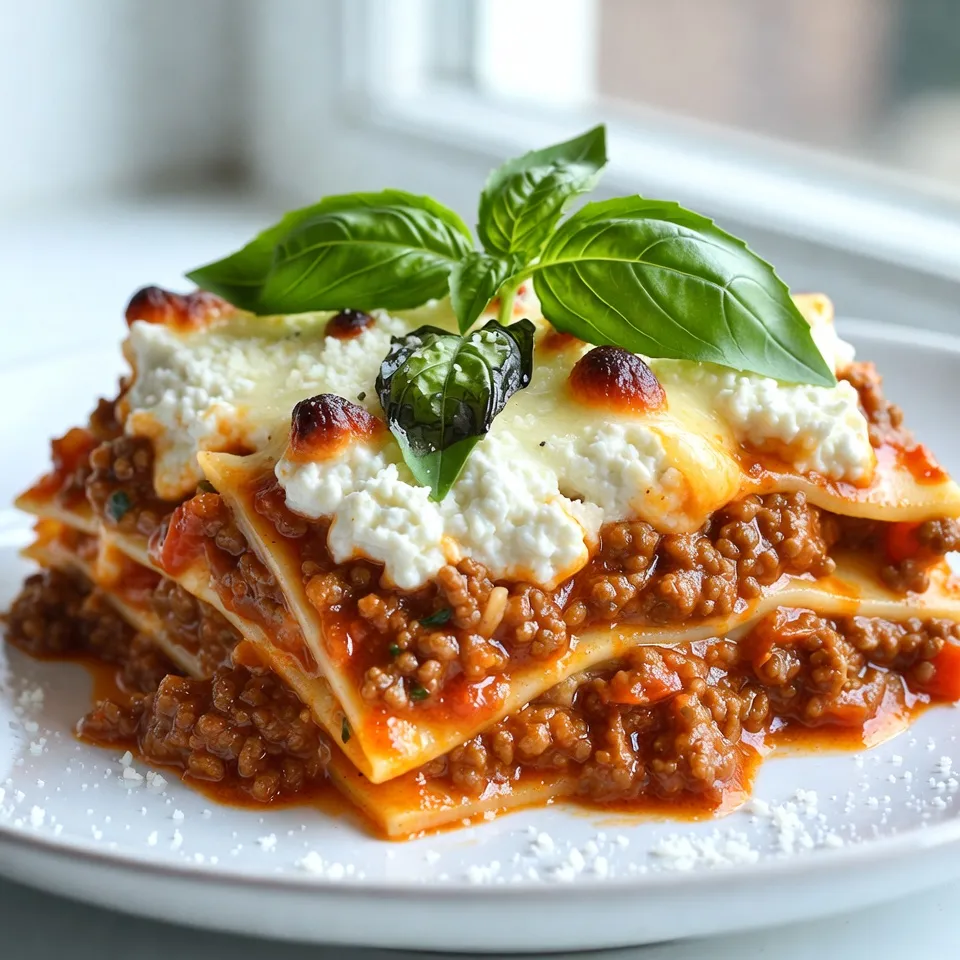 Die Hauptzutaten sind einfach und gut. Für eine köstliche Lasagne brauchst du: - 12 Lasagne-Nudeln - 2 Esslöffel Olivenöl - 450 g gemahlenes Rindfleisch - 1 Zwiebel, fein gehackt - 2 Knoblauchzehen, gehackt - 1 Dose (ca. 800 g) zerdrückte Tomaten - 2 Esslöffel Tomatenmark Diese Zutaten liefern die Basis für den tollen Geschmack. Die Nudeln sind weich und gut als Schicht. Das Fleisch gibt der Lasagne Tiefe und Fülle. Gewürze und Kräuter bringen den richtigen Geschmack. Du solltest Folgendes verwenden: - 1 Teelöffel getrocknetes Basilikum - 1 Teelöffel getrockneter Oregano - Salz und Pfeffer nach Geschmack Diese Gewürze sind wichtig. Sie machen die Soße aromatisch und würzig. Der Oregano und das Basilikum sind typisch in der italienischen Küche. Käse ist das Herzstück jeder Lasagne. Hier ist, was du brauchst: - 425 g Ricotta-Käse - 360 g geriebener Mozzarella-Käse - 100 g geriebener Parmesan-Käse Ricotta macht die Lasagne cremig und zart. Mozzarella schmilzt schön und wird goldbraun. Parmesan gibt einen herzhaften Geschmack und eine tolle Kruste. {{ingredient_image_2}} Heize deinen Ofen auf 190°C vor. Das ist wichtig, um die Lasagne gleichmäßig zu backen. Während der Ofen sich erwärmt, bringe einen großen Topf mit gesalzenem Wasser zum Kochen. Füge die Lasagne-Nudeln hinzu und koche sie nach den Anweisungen auf der Verpackung. Achte darauf, dass die Nudeln al dente sind. Das bedeutet, sie sollten noch etwas fest sein. Wenn sie fertig sind, gieße sie ab und stelle sie beiseite. Jetzt kommt der spannende Teil: die Fleischsoße! Erhitze in einer großen Pfanne 2 Esslöffel Olivenöl bei mittlerer Hitze. Füge die fein gehackte Zwiebel und den gehackten Knoblauch hinzu. Dünste sie, bis sie weich und duftend sind. Dann kommt das gemahlene Rindfleisch in die Pfanne. Zerteile es mit einem Spachtel und brate es goldbraun an. Das dauert etwa 5 bis 7 Minuten. Achte darauf, überschüssiges Fett abzutropfen. Jetzt ist es Zeit für die Aromen! Rühre die zerdrückten Tomaten, das Tomatenmark, Basilikum, Oregano, Salz und Pfeffer in die Pfanne. Lasse die Soße etwa 10 bis 15 Minuten köcheln. Sie sollte etwas dicker werden und herrlich riechen. Jetzt baue deine Lasagne auf! Beginne mit einer dünnen Schicht der Fleischsoße auf dem Boden einer 23x33 cm großen Auflaufform. Lege dann eine Schicht Lasagne-Nudeln darüber. Darauf kommt die Ricotta-Mischung. In einer Schüssel hast du den Ricotta-Käse mit einem Ei vermischt. Verteile das über die Nudeln. Anschließend kommt ein Teil des geriebenen Mozzarella-Käses und dann wieder eine Schicht Fleischsoße. Wiederhole die Schichten, bis alle Zutaten aufgebraucht sind. Beende mit einer Schicht Nudeln, die mit der restlichen Fleischsoße, Mozzarella und Parmesan-Käse bedeckt ist. Decke die Form mit Aluminiumfolie ab, ohne den Käse zu berühren. Backe die Lasagne 25 Minuten lang. Nach dieser Zeit entferne die Folie und backe sie weitere 15 bis 20 Minuten. So wird die Oberseite goldbraun und sprudelnd. Lass die Lasagne nach dem Backen 10 bis 15 Minuten ruhen. Dadurch setzen sich die Schichten. Jetzt kannst du sie in Stücke schneiden und servieren! Um die beste Lasagne zu machen, nutzen Sie frische Zutaten. Frische Kräuter geben mehr Geschmack. Achten Sie darauf, die Nudeln al dente zu kochen. So bleiben sie beim Backen fest. Schichten Sie die Zutaten gleichmäßig. Das sorgt für eine schöne Textur. Lassen Sie die Lasagne nach dem Backen ruhen. So setzen sich die Schichten gut. Ein häufiger Fehler ist, die Lasagne zu trocken zu machen. Achten Sie darauf, genug Soße zu verwenden. Wenn die Soße zu wenig ist, wird das Gericht trocken. Ein weiterer Fehler ist, die Nudeln nicht vorzu kochen. Sie brauchen etwas Zeit, um weich zu werden. Achten Sie auch darauf, den Käse gleichmäßig zu verteilen. So schmilzt er schön und wird goldbraun. Für eine schöne Präsentation servieren Sie die Lasagne auf Tellern. Schneiden Sie die Stücke gleichmäßig. Garnieren Sie jedes Stück mit frischem Basilikum. Eine Prise Parmesan darüber macht es noch besser. Diese kleinen Details machen das Essen besonders ansprechend. Denken Sie daran, die Lasagne warm zu servieren. So schmeckt sie am besten. Pro Tipps Lasagne-Nudeln vorab kochen: Um die perfekte Textur zu erzielen, sollten die Nudeln nur bis al dente gekocht werden, da sie beim Backen weiter garen. Schichten gleichmäßig verteilen: Stellen Sie sicher, dass alle Zutaten gleichmäßig verteilt sind, um eine gleichmäßige Garung und einen guten Geschmack in jedem Bissen zu gewährleisten. Ruhen lassen: Nach dem Backen ist es wichtig, die Lasagne 10-15 Minuten ruhen zu lassen, damit sich die Schichten setzen und beim Schneiden nicht auseinanderfallen. Frische Kräuter hinzufügen: Garnieren Sie die Lasagne vor dem Servieren mit frisch gehacktem Basilikum für zusätzlichen Geschmack und ein ansprechendes Aussehen. {{image_4}} Wenn Sie eine vegetarische Lasagne machen möchten, sind die Optionen vielfältig. Sie können viel Gemüse verwenden. Zucchini, Spinat und Pilze sind großartige Zutaten. Diese geben der Lasagne einen tollen Geschmack. Ersetzen Sie das Rindfleisch einfach durch Ihr Lieblingsgemüse. Fügen Sie auch etwas Ricotta oder Feta hinzu. Das sorgt für eine cremige Textur. Für eine herzhaftere Lasagne können Sie verschiedene Fleischsorten mischen. Probieren Sie eine Mischung aus Rindfleisch und Schweinefleisch. Das gibt einen reichen Geschmack. Sie können auch Wurst hinzufügen, um einen besonderen Kick zu bekommen. Denken Sie daran, das Fleisch gut zu braten, um den besten Geschmack zu erzielen. Eine Mischung aus verschiedenen Fleischsorten macht das Gericht spannend. Wenn Sie glutenfrei essen, gibt es auch dafür Lösungen. Viele Marken bieten glutenfreie Lasagne-Nudeln an. Diese sind oft aus Reis oder Mais hergestellt. Sie kochen sie genauso wie normale Nudeln. Achten Sie darauf, die Kochzeit zu überprüfen. Glutenfreie Nudeln benötigen manchmal weniger Zeit. So können Sie ganz einfach eine köstliche glutenfreie Lasagne genießen. Um Ihre Lasagne frisch zu halten, legen Sie sie in einen luftdichten Behälter. Stellen Sie sicher, dass der Behälter gut verschlossen ist. So bleibt die Lasagne für bis zu drei Tage im Kühlschrank haltbar. Vermeiden Sie, sie in einer offenen Form zu lassen, da sie austrocknen kann. Wenn Sie Lasagne länger aufbewahren möchten, können Sie sie einfrieren. Teilen Sie die Lasagne in Portionen. Wickeln Sie jede Portion in Frischhaltefolie und dann in Aluminiumfolie. Beschriften Sie die Folie mit dem Datum. So können Sie die Lasagne bis zu drei Monate im Gefrierfach lagern. Zum Auftauen lassen Sie sie über Nacht im Kühlschrank. Um die Reste wieder aufzuwärmen, können Sie den Ofen oder die Mikrowelle verwenden. Wenn Sie den Ofen benutzen, heizen Sie ihn auf 180 °C vor. Legen Sie die Lasagne in eine Auflaufform und decken Sie sie mit Folie ab. Backen Sie sie 25-30 Minuten lang. In der Mikrowelle erhitzen Sie die Lasagne in kurzen Intervallen von 1-2 Minuten. Überprüfen Sie, ob sie gleichmäßig warm ist. Die Zubereitung von Lasagne dauert etwa 1 Stunde. Die Vorbereitungszeit beträgt 30 Minuten. Das Kochen der Nudeln und das Zubereiten der Soße nehmen die meiste Zeit in Anspruch. Danach backen Sie die Lasagne für etwa 40 Minuten. Lassen Sie die Lasagne vor dem Servieren 10-15 Minuten ruhen. So setzen sich die Schichten gut. Ja, Sie können Lasagne im Voraus vorbereiten. Sie können die Lasagne bis zu einem Tag im Voraus schichten. Decken Sie die Auflaufform gut ab und stellen Sie sie in den Kühlschrank. Wenn Sie bereit sind, sie zu backen, heizen Sie den Ofen vor. Backen Sie die Lasagne dann 10-15 Minuten länger, da sie kalt ist. Zu Lasagne passen viele Beilagen gut. Hier sind einige Vorschläge: - Ein frischer grüner Salat mit Vinaigrette - Knoblauchbrot oder Bruschetta - Gedämpftes Gemüse, wie Brokkoli oder Zucchini - Ein Stück frisches Baguette zum Dippen in die Soße Diese Beilagen ergänzen die Aromen der Lasagne und machen das Gericht noch schmackhafter. Lasagne ist ein köstliches Gericht mit vielen Möglichkeiten. Wir haben die Hauptzutaten, wie Fleisch und Käse, besprochen. Die Schritt-für-Schritt-Anleitung hilft, die Lasagne einfach zuzubereiten. Tipps haben dir gezeigt, wie du häufige Fehler vermeidest. Variationen bieten etwas für jeden Geschmack. Außerdem weißt du jetzt, wie du Lasagne richtig lagerst. Nutze diese Informationen, um deine nächste Lasagne perfekt zu machen!
