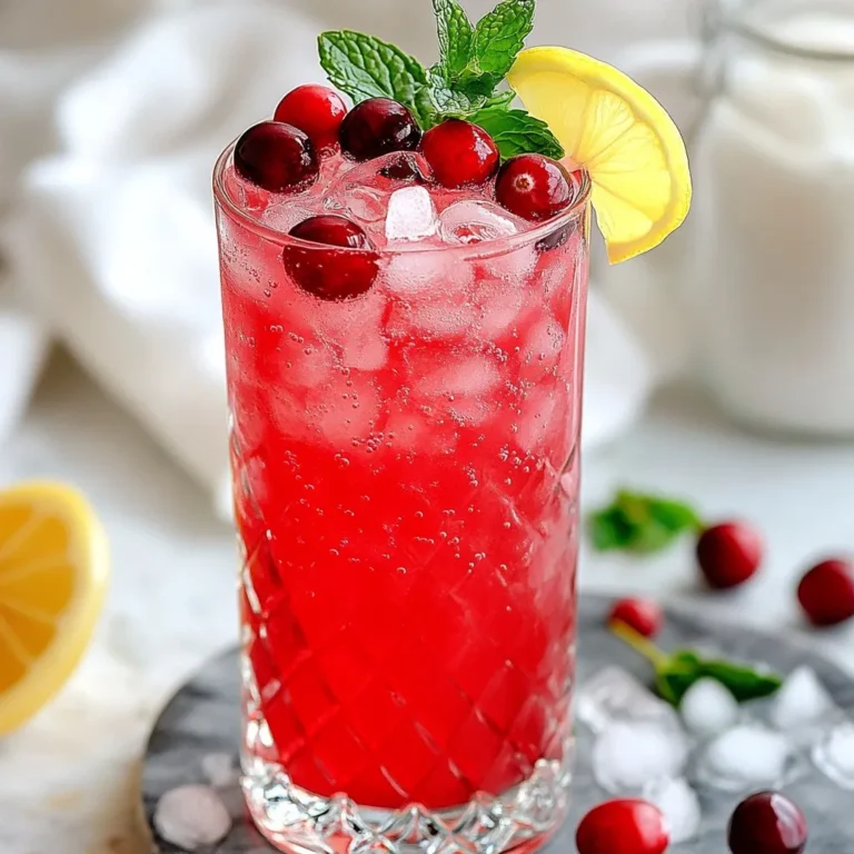 - 2 Tassen Cranberrysaft - 1 Tasse Sprudelwasser - 1 Esslöffel reiner Vanilleextrakt Die Hauptzutaten sind einfach und frisch. Cranberrysaft bringt eine fruchtige, saure Note. Das Sprudelwasser fügt Spritzigkeit hinzu. Der Vanilleextrakt sorgt für einen süßen, reichen Geschmack. - 1/2 Tasse frische Cranberries - 1 Esslöffel Honig oder Agavendicksaft (optional) - Frische Minzblätter Frische Cranberries sind wichtig für den Look und bringen eine schöne Farbe. Honig oder Agavendicksaft kann den Drink süßer machen. Minzblätter bringen einen frischen Duft und eine schöne Dekoration. - Eiswürfel - Zitronenscheiben Eiswürfel halten den Drink kühl und machen ihn erfrischend. Zitronenscheiben bieten eine tolle Garnitur und einen zusätzlichen Geschmackskick. Diese Garnituren machen den Mocktail nicht nur schön, sondern auch lecker. {{ingredient_image_2}} Zuerst musst du den Cranberrysaft und den Vanilleextrakt gut vermengen. Das gibt dem Drink seinen tollen Geschmack. Wenn du es süßer magst, füge etwas Honig oder Agavendicksaft hinzu. Rühre alles gut durch, damit sich die Aromen verbinden. Jetzt ist es Zeit zu mixen! Fülle einen Cocktail-Shaker mit Eiswürfeln. Gieße die Cranberry-Vanille-Mischung hinein. Schüttle kräftig für 10 bis 15 Sekunden. So kühlst du alles gut und bekommst eine tolle Konsistenz. Seihe die Mischung in ein Glas mit Eis ab. Achte darauf, dass das Glas genug Platz hat. Gieße dann vorsichtig das Sprudelwasser über die Mischung. Rühre behutsam um, um die Sprudelbläschen nicht zu verlieren. Füge frische Cranberries hinzu. Sie geben Farbe und Geschmack. Garniere mit Minzblättern und einer Zitronenscheibe. So sieht dein Mocktail perfekt aus! Um einen zu süßen Drink zu vermeiden, achte auf die Balance. Beginne mit 2 Tassen Cranberrysaft und 1 Esslöffel Vanilleextrakt. Wenn du magst, kannst du Honig oder Agavendicksaft hinzufügen. Probiere die Mischung vor dem Servieren. Manchmal reicht der natürliche Geschmack der Cranberries aus. Die Temperatur spielt eine große Rolle. Stelle sicher, dass die Zutaten gut gekühlt sind. Kaltes Sprudelwasser macht den Drink spritziger. Fülle deinen Cocktail-Shaker mit Eiswürfeln, bevor du die Mischung hinzufügst. Das sorgt für eine perfekte Kühlung. Die Präsentation ist wichtig. Verwende verschiedene Gläser für einen schönen Look. Hohe Gläser zeigen die Schichten gut und machen den Drink auffällig. Du kannst auch kleine Gläser für Kinder verwenden. Für die Dekoration sind frische Minzblätter und Zitronenscheiben ideal. Die Minze gibt einen frischen Duft. Die Zitronen bringen Farbe und machen den Drink einladend. Lege die Minze und die Zitrone einfach am Rand des Glases. Ein typischer Fehler ist, die Zutaten nicht gut zu mischen. Achte darauf, die Mischung kräftig zu schütteln. So vermischen sich die Aromen besser. Eine weitere häufige Panne ist, die Sprudelwasser zu früh hinzuzufügen. Gieße es erst zuletzt in das Glas, um die Kohlensäure zu erhalten. Dadurch bleibt der Drink spritzig. Zu viel Eis kann auch die Mischung verwässern. Fülle dein Glas nur zur Hälfte mit Eis. So bleibt der Geschmack stark und frisch. Pro Tipps Frische Cranberries: Verwende frische Cranberries für den besten Geschmack und eine ansprechende Optik. Sie verleihen dem Mocktail nicht nur Farbe, sondern auch eine angenehme Textur. Sprudelwasser hinzufügen: Füge das Sprudelwasser zuletzt hinzu, um die Kohlensäure zu erhalten. So bleibt der Drink spritzig und erfrischend. Variationen: Experimentiere mit verschiedenen Aromen, indem du andere Fruchtsäfte wie Orangensaft oder Limettensaft hinzufügst. Dies gibt deinem Mocktail eine persönliche Note. Serviertemperatur: Serviere den Mocktail gut gekühlt für ein optimales Geschmackserlebnis. Du kannst ihn im Kühlschrank lagern, bevor du ihn servierst. {{image_4}} Für deinen Vanilla Cranberry Crush Mocktail kannst du auch andere Säfte nutzen. Zum Beispiel, probiere Apfelsaft oder Orangennektar. Diese Säfte bringen eine neue Frische. Zusätzlich kannst du mehr Früchte hinzufügen. Füge frische Himbeeren oder Stücke von Ananas hinzu. Diese Früchte machen deinen Drink noch bunter und leckerer. Wenn du etwas Neues ausprobieren willst, ersetze die Vanille. Du kannst Zimt oder sogar eine Prise Ingwer verwenden. Das gibt deinem Drink eine warme Note. Frische Kräuter sind ebenfalls eine tolle Idee. Minze passt super zu Cranberry. Du kannst auch Basilikum verwenden, um einen neuen Geschmack zu entdecken. Dieser Mocktail ist perfekt für Kinder. Er ist alkoholfrei und macht Spaß. Für Feiertage ist er eine tolle Wahl. Wenn deine Kinder süßere Drinks mögen, füge mehr Honig hinzu. Du kannst auch eine Limonade statt Sprudelwasser verwenden. Das macht den Drink noch schmackhafter für kleine Genießer. Wenn du Reste von deinem Mocktail hast, bewahre sie im Kühlschrank auf. Du kannst die Mischung auch ohne Sprudelwasser lagern. Fülle sie in einen luftdichten Behälter. So bleibt der Geschmack frisch. Mische das Sprudelwasser erst kurz vor dem Servieren dazu. Für die frischen Cranberries kannst du sie in einem kleinen Behälter im Kühlschrank aufbewahren. Im Kühlschrank bleibt dein Mocktail etwa zwei Tage frisch. Achte darauf, die Mischung gut abzudecken. Die frischen Cranberries halten sich dort noch länger. Du kannst sie bis zu einer Woche aufbewahren. Ein Einfrieren des fertigen Mocktails ist nicht ratsam. Die Textur und der Geschmack können sich verändern. Stelle sicher, dass du immer frische Zutaten verwendest, um den besten Geschmack zu genießen. Um den Mocktail richtig zu süßen, kannst du verschiedene Methoden nutzen. Eine einfache Option ist, Honig oder Agavendicksaft hinzuzufügen. Beginne mit einem Esslöffel und taste dich an den Geschmack heran. Wenn du einen süßeren Drink möchtest, füge nach Bedarf mehr hinzu. Du kannst auch einen Zuckersirup verwenden, der sich leicht selbst herstellen lässt. Einfach Zucker und Wasser im Verhältnis 1:1 erhitzen, bis der Zucker sich auflöst. Diese Methode ist schnell und gibt dir mehr Kontrolle über die Süße. Ja, du kannst andere Getränke hinzufügen, um den Mocktail zu variieren. Wenn du möchtest, probiere Orangensaft oder Ananassaft für eine fruchtige Note. Auch Limonade kann eine spritzige Ergänzung sein. Wenn du es lieber weniger süß magst, nutze ungesüßten Tee oder Mineralwasser. Diese Varianten bieten dir viele Möglichkeiten, den Geschmack zu verändern. Experimentiere mit verschiedenen Kombinationen, um deinen perfekten Mocktail zu finden. Dieser Mocktail ist sehr kinderfreundlich. Um ihn noch kinderfreundlicher zu machen, kannst du die Süßstoffe anpassen. Kinder mögen oft süßere Getränke, also führe die Änderungen schrittweise ein. Verwende mehr Honig oder Sirup, wenn nötig. Eine tolle Idee ist, den Drink in bunten Gläsern zu servieren. Das macht ihn für Kinder besonders ansprechend. Füge ein paar bunte Trinkhalme hinzu, um den Spaß zu steigern. Der Mocktail mit Cranberrysaft ist einfach und lecker. Du kannst ihn schnell zubereiten, indem du Cranberrysaft, Vanilleextrakt und Sprudelwasser vermengst. Zusatzstoffe wie frische Cranberries und Honig machen ihn spannend. Denke an schöne Gläser und Garnituren für die perfekte Präsentation. Experimentiere mit verschiedenen Zutaten für neue Geschmäcker. Bewahre deine Reste gut auf, damit nichts verschwendet wird. Dieser Mocktail ist eine großartige Wahl für jeden Anlass. Probiere es aus und finde deine Lieblingsvariante!