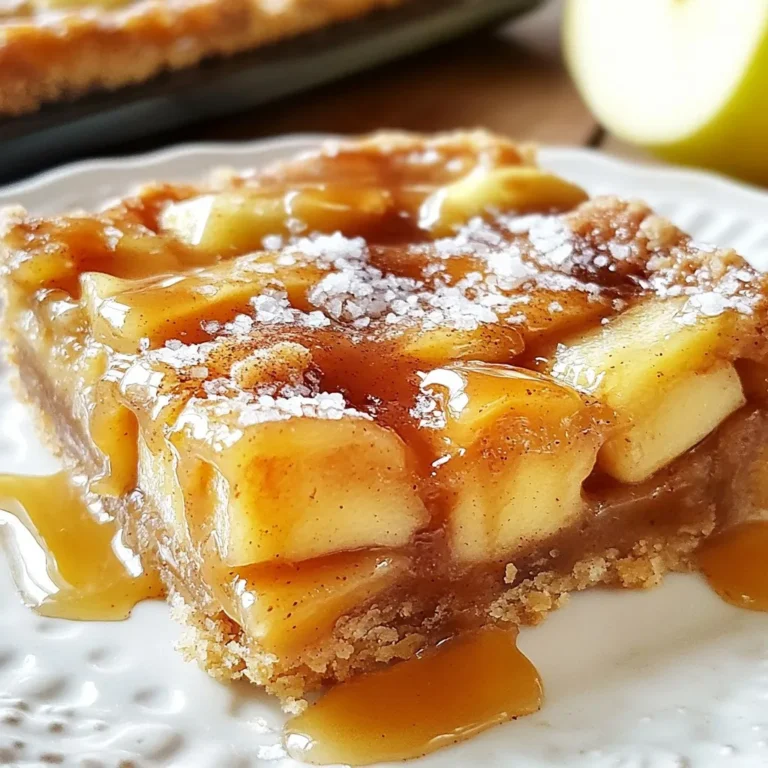 Um die gesalzenen Karamell-Apfelriegel zuzubereiten, benötigst du: - 2 Tassen Allzweckmehl - 1 Tasse ungesalzene Butter, weich - 1/2 Tasse Kristallzucker - 1/4 Tasse brauner Zucker, fest gepackt - 1 Teelöffel Vanilleextrakt - 1/2 Teelöffel Salz - 1 Teelöffel Backpulver - 3 Tassen Äpfel, geschält und gewürfelt (idealerweise Granny Smith) - 1 Teelöffel Zimt - 1 Tasse gesalzene Karamellsauce (fertig gekauft oder hausgemacht) - Meersalz zum Bestreuen Die Wahl der Äpfel ist wichtig. Ich empfehle die Granny Smith Äpfel. Sie sind knackig und sauer. Diese Eigenschaften passen perfekt zu dem süßen Karamell. Du kannst auch andere Sorten probieren. Jonagold oder Honeycrisp sind ebenfalls gute Optionen. Achte darauf, dass die Äpfel frisch und fest sind. So bekommst du die beste Textur in deinen Riegeln. Wenn du spezielle diätetische Anforderungen hast, gibt es viele Alternativen. Für glutenfreie Riegel kannst du glutenfreies Mehl verwenden. Für vegane Riegel ersetze die Butter durch Kokosöl oder vegane Margarine. Du kannst auch den Zucker durch einen Süßstoff wie Agavendicksaft ersetzen. Achte darauf, die Karamellsauce ebenfalls vegan zu wählen, wenn nötig. So kannst du trotzdem alle in den Genuss dieser leckeren Riegel kommen! {{ingredient_image_2}} Heize deinen Ofen auf 175 °C vor. Nimm eine 9x13 Zoll große Backform. Lege die Form mit Backpapier aus. Lass das Papier über die Seiten hängen. So kannst du die Riegel später leichter herausnehmen. In einer großen Schüssel vermische die weiche Butter, den Kristallzucker und den braunen Zucker. Schlage alles cremig, bis es leicht und luftig ist. Füge den Vanilleextrakt hinzu und rühre gut um. In einer anderen Schüssel mische das Mehl, Salz und Backpulver. Gib die trockenen Zutaten nach und nach zur Butter-Zucker-Mischung. Mische alles, bis ein dicker Teig entsteht. Für die Füllung nimm die gewürfelten Äpfel und vermische sie mit dem Zimt. Drücke die Hälfte des Teigs gleichmäßig auf den Boden der Backform. Verteile die Äpfel gleichmäßig darüber. Träufle die Hälfte der gesalzenen Karamellsauce über die Äpfel. Brösel den restlichen Teig über die Apfel- und Karamellschicht. Träufle die verbleibende Karamellsauce darüber. Stelle die Backform in den vorgeheizten Ofen. Backe die Riegel für 35-40 Minuten. Sie sind fertig, wenn die Oberseite goldbraun ist und die Äpfel zart sind. Nimm die Form aus dem Ofen. Lass die Riegel etwa 20 Minuten abkühlen. Bestreue sie dann mit Meersalz, um den Geschmack zu verstärken. Heben die Riegel mithilfe des Backpapiers aus der Form. Schneide sie in Quadrate oder Riegel. Um die besten gesalzenen Karamell-Apfelriegel zu machen, ist die Auswahl der Äpfel wichtig. Ich empfehle Granny Smith, da sie süß und sauer sind. Diese Äpfel haben einen tollen Biss und passen gut zu Karamell. Achte darauf, die Äpfel gleichmäßig zu würfeln, damit sie gleichmäßig garen. Die Butter muss weich sein, damit sie gut mit dem Zucker vermischt. Wenn du die Butter vorher rausnimmst, wird der Teig besser. Mische die trockenen Zutaten gut, bevor du sie zur Butter-Zucker-Mischung gibst. So klumpen sie nicht. Ein weiterer Tipp: Lass die Riegel nach dem Backen in der Form abkühlen. Das hilft, dass sie nicht zerbröseln, wenn du sie schneidest. Ein häufiger Fehler ist, den Ofen nicht vorzuheizen. Das führt dazu, dass die Riegel nicht gleichmäßig backen. Stelle sicher, dass du den Ofen auf 175 °C vorheizt, bevor du die Riegel hineingibst. Ein weiterer Fehler ist, die Karamellsauce zu spät hinzuzufügen. Träufle die Hälfte der Sauce über die Äpfel, bevor du den restlichen Teig darauf gibst. So zieht das Karamell besser in die Äpfel ein. Vermeide es, die Riegel zu lang zu backen. Halte ein Auge auf die Oberseite. Sie sollte goldbraun sein, während die Äpfel weich sind. Präsentiere die Riegel auf einem rustikalen Holztablett. Das sieht schön aus und hebt die Riegel hervor. Garniere sie mit dünnen Apfelscheiben. Du kannst auch etwas gesalzene Karamellsauce darüber träufeln, um das Aussehen zu verbessern. Für eine extra Note serviere Vanilleeis dazu. Das kalte Eis passt perfekt zum warmen Karamell. So werden deine gesalzenen Karamell-Apfelriegel zu einem echten Hit! Pro Tipps Äpfel wählen: Verwenden Sie am besten Granny Smith Äpfel für ihre perfekte Balance zwischen Süße und Säure, die den Riegeln einen tollen Geschmack verleiht. Karamellsauce: Wenn Sie hausgemachte gesalzene Karamellsauce verwenden, lassen Sie diese abkühlen, bevor Sie sie über die Äpfel träufeln, damit sie nicht zu flüssig wird. Abkühlzeit: Lassen Sie die Riegel nach dem Backen vollständig abkühlen, damit sie sich besser schneiden lassen und die Textur optimal bleibt. Meersalz perfekt dosieren: Verwenden Sie grobes Meersalz, um die Riegel zu bestreuen, und achten Sie darauf, nicht zu viel zu verwenden, um die Süße des Karamells nicht zu überwältigen. {{image_4}} Um den Geschmack der gesalzenen Karamell-Apfelriegel zu variieren, können Sie Gewürze hinzufügen. Muskatnuss und Ingwer sind zwei hervorragende Optionen. Muskatnuss gibt Wärme und Tiefe. Ein halber Teelöffel reicht oft aus. Ingwer bringt einen frischen Kick. Auch hier reicht ein halber Teelöffel. Experimentieren Sie mit diesen Gewürzen, um das Rezept nach Ihrem Geschmack zu gestalten. Für eine vegane Variante können Sie ungesalzene Margarine anstelle von Butter verwenden. Statt Kristallzucker nutzen Sie Kokoszucker oder Ahornsirup. Glutenfreie Alternativen sind möglich. Ersetzen Sie das Allzweckmehl durch eine glutenfreie Mehlmischung. Achten Sie darauf, dass alle Zutaten auch glutenfrei sind. Diese Anpassungen machen die Riegel für viele Diäten geeignet. Toppings können den Riegeln eine besondere Note verleihen. Überlegen Sie, geröstete Nüsse oder Schokoladenstückchen hinzuzufügen. Beides passt gut zu den Äpfeln und dem Karamell. Für eine fruchtigere Variante probieren Sie Rosinen oder getrocknete Cranberries. Diese Füllungen bringen eine neue Textur und Geschmack. Seien Sie kreativ und finden Sie Ihre Lieblingskombination! Um die gesalzenen Karamell-Apfelriegel frisch zu halten, lege sie in einen luftdichten Behälter. Stelle sicher, dass die Riegel vollständig abgekühlt sind, bevor du sie lagerst. Du kannst auch Backpapier zwischen die Riegel legen. So kleben sie nicht zusammen und bleiben schön. Um die Riegel wieder warm zu genießen, lege sie für einige Minuten in den Ofen. Stelle die Temperatur auf 150 °C ein. Alternativ kannst du sie auch in der Mikrowelle für 10 bis 15 Sekunden aufwärmen. Füge einen kleinen Klecks gesalzene Karamellsauce hinzu, um den Geschmack aufzufrischen. Im Kühlschrank halten die Riegel bis zu einer Woche. Für eine längere Lagerung friere sie ein. Wickele die Riegel gut ein oder lege sie in einen gefrierfesten Behälter. So bleiben sie bis zu drei Monate frisch. Wenn du sie auftauen möchtest, lasse sie einfach über Nacht im Kühlschrank. Ja, du kannst gesalzene Karamellsauce einfach selbst machen. Du brauchst Zucker, Sahne, Butter und Meersalz. Schmelze zuerst den Zucker in einem Topf. Rühre ihn, bis er goldbraun ist. Füge dann die Butter hinzu und rühre gut um. Gieße langsam die Sahne hinein und rühre weiter. Lass die Sauce etwas abkühlen und füge schließlich das Meersalz hinzu. So hast du eine leckere, hausgemachte Karamellsauce. Dieses Rezept ergibt insgesamt 16 Portionen. Es ist perfekt für eine große Familie oder eine Party. Du kannst die Riegel einfach in Quadrate schneiden. So hat jeder einen schönen Snack. Sie sind auch ein toller Nachtisch oder eine süße Leckerei zum Kaffee. Die besten Äpfel für dieses Rezept sind Granny Smith Äpfel. Sie sind sauer und passen gut zu süßem Karamell. Du kannst auch andere Sorten wie Honeycrisp oder Braeburn verwenden. Diese Äpfel geben den Riegeln einen tollen Geschmack und eine schöne Textur. Achte darauf, die Äpfel gut zu schälen und zu würfeln. Ja, du kannst die Karamellsauce weglassen. Ohne die Sauce sind die Riegel weniger süß. Die Äpfel bringen trotzdem viel Geschmack. Du kannst auch Zimt oder andere Gewürze hinzufügen. So bleibt der Geschmack spannend, auch ohne die Karamellsauce. Diese Anleitung gab Ihnen alles, um köstliche gesalzene Karamell-Apfelriegel zu backen. Wir haben die besten Zutaten und Tipps behandelt. Sie wissen nun, wie man die perfekte Kruste und Füllung zubereitet. Das Vermeiden häufige Fehler macht das Backen leichter. Ich hoffe, Sie probieren die Variationen und Tipps aus. Lagern Sie die Riegel richtig, damit sie frisch bleiben. Viel Spaß beim Backen und Genießen!