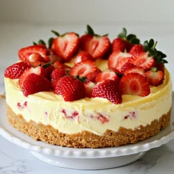 Für einen perfekten No-Bake Erdbeer-Käsekuchen benötigst du einfache, frische Zutaten. Diese Zutaten geben dem Käsekuchen seinen tollen Geschmack und die schöne Textur. Hier sind die genauen Mengen für die Zutaten: - 1 ½ Tassen Graham-Cracker-Brösel - ½ Tasse ungesalzene Butter, geschmolzen - 2 Tassen Frischkäse, weich - 1 Tasse Puderzucker - 1 Teelöffel Vanilleextrakt - 1 Tasse Schlagsahne - 2 Tassen frische Erdbeeren, entstielt und in Scheiben geschnitten - 2 Esslöffel Zitronensaft - Optional: zusätzliche Erdbeeren zur Garnierung Graham-Cracker-Brösel sind die Basis für die Kruste. Sie geben einen knusprigen Biss. Achte darauf, ungesalzene Butter zu verwenden. Sie sorgt für den besten Geschmack. Frischkäse ist wichtig für die cremige Füllung. Stelle sicher, dass er weich ist, damit er sich gut vermischt. Schlagsahne macht deinen Käsekuchen luftig und leicht. Verwende frische Erdbeeren für den besten Geschmack. Zitronensaft bringt die Aromen zusammen und macht alles frisch. {{ingredient_image_2}} Um die Kruste zu machen, mischen Sie die Graham-Cracker-Brösel mit der geschmolzenen Butter. Rühren Sie gut, bis die Mischung wie feuchter Sand aussieht. Drücken Sie die Mischung fest in eine 9-Zoll-Springform. Achten Sie darauf, dass der Boden gleichmäßig ist. Stellen Sie die Form für mindestens 30 Minuten in den Kühlschrank. Dies hilft der Kruste, fest zu werden. Für die Füllung nehmen Sie eine Schüssel und geben den weichen Frischkäse hinein. Nutzen Sie einen elektrischen Mixer, um ihn glatt und cremig zu schlagen. Fügen Sie dann nach und nach den Puderzucker und den Vanilleextrakt hinzu. Rühren Sie weiter, bis die Mischung ganz glatt ist. In einer anderen Schüssel schlagen Sie die Schlagsahne, bis sich steife Spitzen bilden. Heben Sie die Schlagsahne vorsichtig unter die Frischkäsemasse. Achten Sie darauf, die Luft nicht herauszuschlagen. Jetzt können Sie die geschnittenen Erdbeeren und den Zitronensaft unterheben. Gießen Sie die Füllung gleichmäßig in die vorbereitete Kruste. Streichen Sie die Oberfläche glatt. Stellen Sie den Käsekuchen für mindestens 4 Stunden, besser über Nacht, in den Kühlschrank. Dies hilft ihm, fest zu werden. Nach dem Kühlen entfernen Sie vorsichtig die Seiten der Springform. Servieren Sie den Kuchen kalt. Garnieren Sie ihn nach Wunsch mit zusätzlichen Erdbeeren. Um eine perfekte Kruste zu machen, benutze frische Graham-Cracker-Brösel. Diese geben einen tollen Geschmack. Mische die Brösel gut mit der geschmolzenen Butter. Die Konsistenz sollte wie feuchter Sand sein. Drücke die Mischung fest in die Springform. Achte darauf, dass die Kruste gleichmäßig ist. Lass die Kruste mindestens 30 Minuten im Kühlschrank ruhen. So wird sie schön fest. Die Füllung ist das Herzstück deines Käsekuchens. Schlage den Frischkäse mit einem Mixer glatt. Füge dann langsam den Puderzucker und Vanilleextrakt hinzu. Mische alles gut, bis es cremig ist. Schlage die Sahne separat, bis sie steife Spitzen hat. Hebe die Sahne vorsichtig unter die Frischkäsemasse. So bleibt die Füllung leicht und luftig. Füge die geschnittenen Erdbeeren und den Zitronensaft hinzu. Mische alles sanft, um die Luftigkeit zu bewahren. Ein häufiger Fehler ist, die Kruste nicht genug festzudrücken. Das führt zu einer bröseligen Kruste. Auch das Mischen der Füllung kann Probleme machen. Mische zu lange, wird die Füllung schwer. Ein weiterer Fehler ist, die Erdbeeren zu früh hinzuzufügen. Sie sollten erst ganz am Ende in die Füllung. Lass den Käsekuchen genug Zeit, um zu setzen. Mindestens 4 Stunden, besser über Nacht. So wird er perfekt! Pro Tipps Frischkäse richtig vorbereiten: Stellen Sie sicher, dass der Frischkäse Zimmertemperatur hat, bevor Sie ihn schlagen. So wird er cremiger und lässt sich besser mit den anderen Zutaten vermischen. Kruste knusprig halten: Um die Kruste noch knuspriger zu machen, können Sie die Graham-Cracker-Brösel leicht rösten, bevor Sie sie mit der Butter vermischen. Früchte frisch halten: Um die Erdbeeren frisch und saftig zu halten, fügen Sie den Zitronensaft erst kurz vor dem Unterheben zur Mischung hinzu. Vorbereitung im Voraus: Dieser Käsekuchen kann bis zu 2 Tage im Voraus zubereitet werden. Lassen Sie ihn einfach im Kühlschrank stehen, bis Sie bereit sind, ihn zu servieren. {{image_4}} Du kannst die Erdbeeren durch andere Früchte ersetzen. Himbeeren, Blaubeeren oder Pfirsiche passen gut. Diese Früchte bringen neue Farben und Geschmäcker. Du kannst sie in Scheiben schneiden oder pürieren. Dadurch entsteht ein fruchtiger Käsekuchen, der jedem schmeckt. Für eine glutenfreie Kruste nimmst du glutenfreie Kekse. Diese Kekse gibt es in vielen Geschäften. Mische die Brösel mit geschmolzener Butter. Bereite die Füllung wie im Rezept beschrieben zu. So kannst du den Käsekuchen genießen, ohne Gluten zu verwenden. Für einen schokoladigen Käsekuchen füge geschmolzene Schokolade zur Füllung hinzu. Verwende ca. 100 Gramm dunkle Schokolade. Schmelze sie und mische sie gut ein. Für Karamell kannst du Karamellsauce unter die Füllung heben. Das gibt einen süßen, reichen Geschmack. Diese Variationen machen dein Dessert besonders lecker. Nach der Zubereitung bleibt der No-Bake Erdbeer-Käsekuchen frisch, wenn Sie ihn im Kühlschrank lagern. Decken Sie ihn gut mit Frischhaltefolie oder einem Deckel ab. So bleibt er kühl und behält seinen Geschmack. Lagern Sie den Kuchen nicht länger als fünf Tage im Kühlschrank. Achten Sie darauf, dass er gut geschützt ist, um Gerüche von anderen Lebensmitteln zu vermeiden. Sie können den Käsekuchen auch einfrieren. Schneiden Sie ihn in Portionen, bevor Sie ihn einfrieren. Wickeln Sie jede Portion in Frischhaltefolie und legen Sie sie in einen luftdichten Behälter. So bleibt die Frische erhalten. Der gefrorene Käsekuchen hält bis zu drei Monate. Lassen Sie ihn vor dem Servieren über Nacht im Kühlschrank auftauen. Die Haltbarkeit des No-Bake Erdbeer-Käsekuchens beträgt etwa fünf Tage im Kühlschrank. Im Gefrierschrank bleibt er bis zu drei Monate genießbar. Achten Sie darauf, dass Sie ihn gut verpacken, um Frostschäden zu vermeiden. Überprüfen Sie vor dem Essen immer, ob der Kuchen noch frisch riecht und gut aussieht. H2 - Häufige Fragen (FAQs) H3 - Kann ich die Erdbeeren durch anderes Obst ersetzen? Ja, du kannst die Erdbeeren leicht ersetzen. Himbeeren, Blaubeeren oder Pfirsiche passen gut. Achte darauf, dass das Obst frisch und reif ist. Das sorgt für einen tollen Geschmack. Du kannst auch eine Mischung aus Früchten verwenden. Das bringt Farbe und Abwechslung in deinen Käsekuchen. H3 - Wie lange dauert es, bis der Käsekuchen fest ist? Der Käsekuchen braucht mindestens vier Stunden im Kühlschrank. Am besten über Nacht kühlen. So wird er richtig fest und die Aromen verbinden sich gut. Wenn du ihn schneller genießen möchtest, kannst du ihn zwei Stunden kühlen. Er wird aber nicht ganz so fest. H3 - Ist dieser Käsekuchen geeignet für besondere Anlässe? Ja, dieser Käsekuchen ist perfekt für Feste. Er sieht toll aus und schmeckt wunderbar. Du kannst ihn mit zusätzlichen Erdbeeren dekorieren. So wird er noch ansprechender. Viele Gäste werden ihn lieben. Er ist einfach zu machen und braucht keine Backzeit. In diesem Blogbeitrag haben wir die wichtigsten Zutaten für den Käsekuchen besprochen. Du weißt jetzt, wie man die Kruste und die Füllung zubereitet. Tipps helfen dir, die besten Ergebnisse zu erzielen und häufige Fehler zu vermeiden. Variationen bieten dir viele Möglichkeiten, den Käsekuchen zu verändern. Schließlich haben wir die Lagerungshinweise und häufige Fragen behandelt. Mach dich bereit, einen leckeren Käsekuchen zu backen! Viel Spaß beim Ausprobieren!